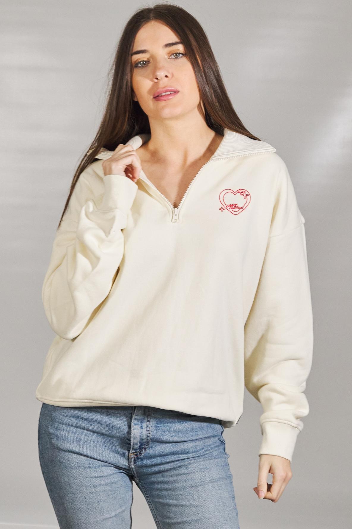 CONVERSE BEMYK / ZIP SWEATER en color BEIS (1)