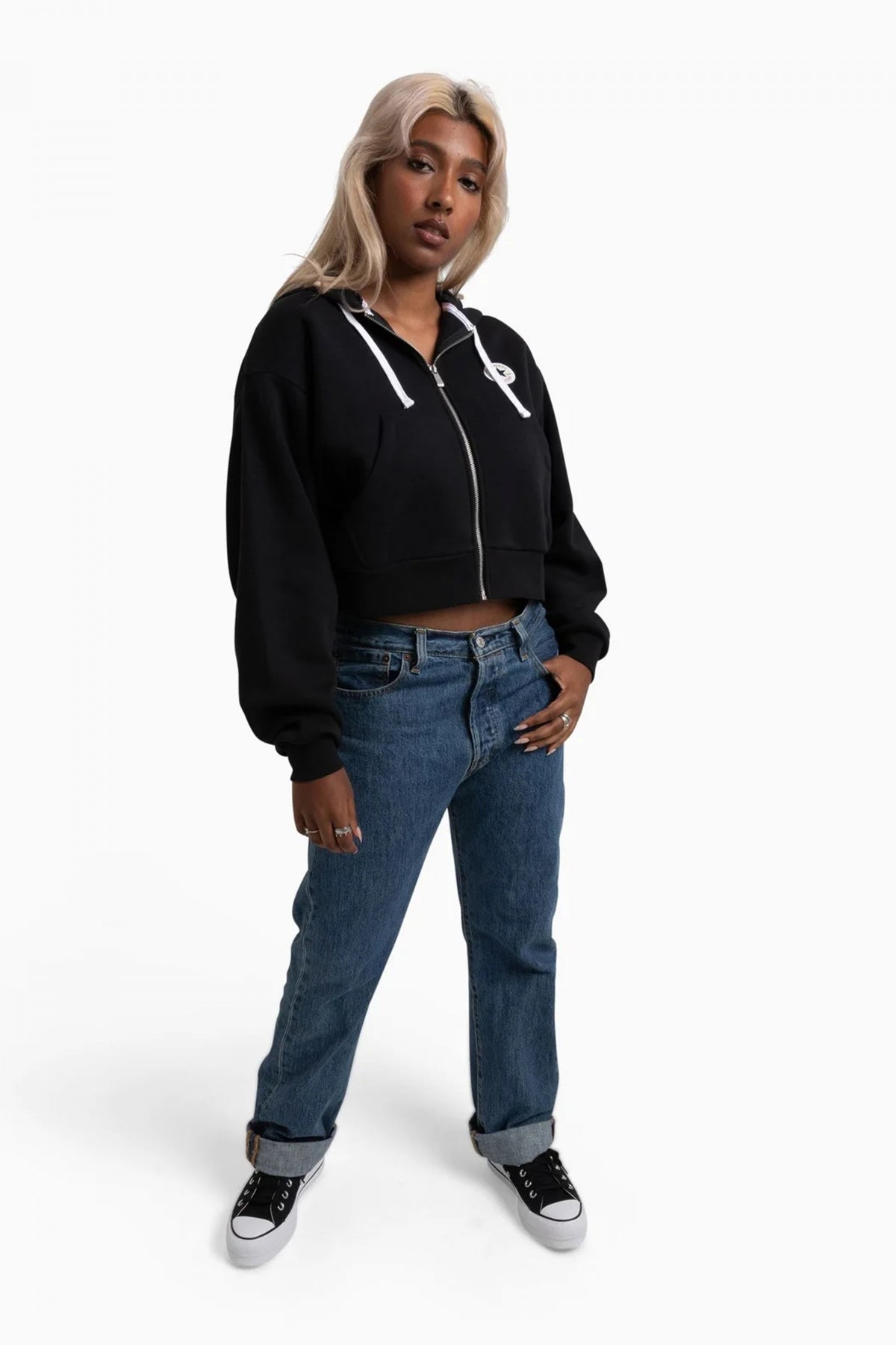 CONVERSE RETRO FULL-ZIP HOODIE en color NEGRO (4)