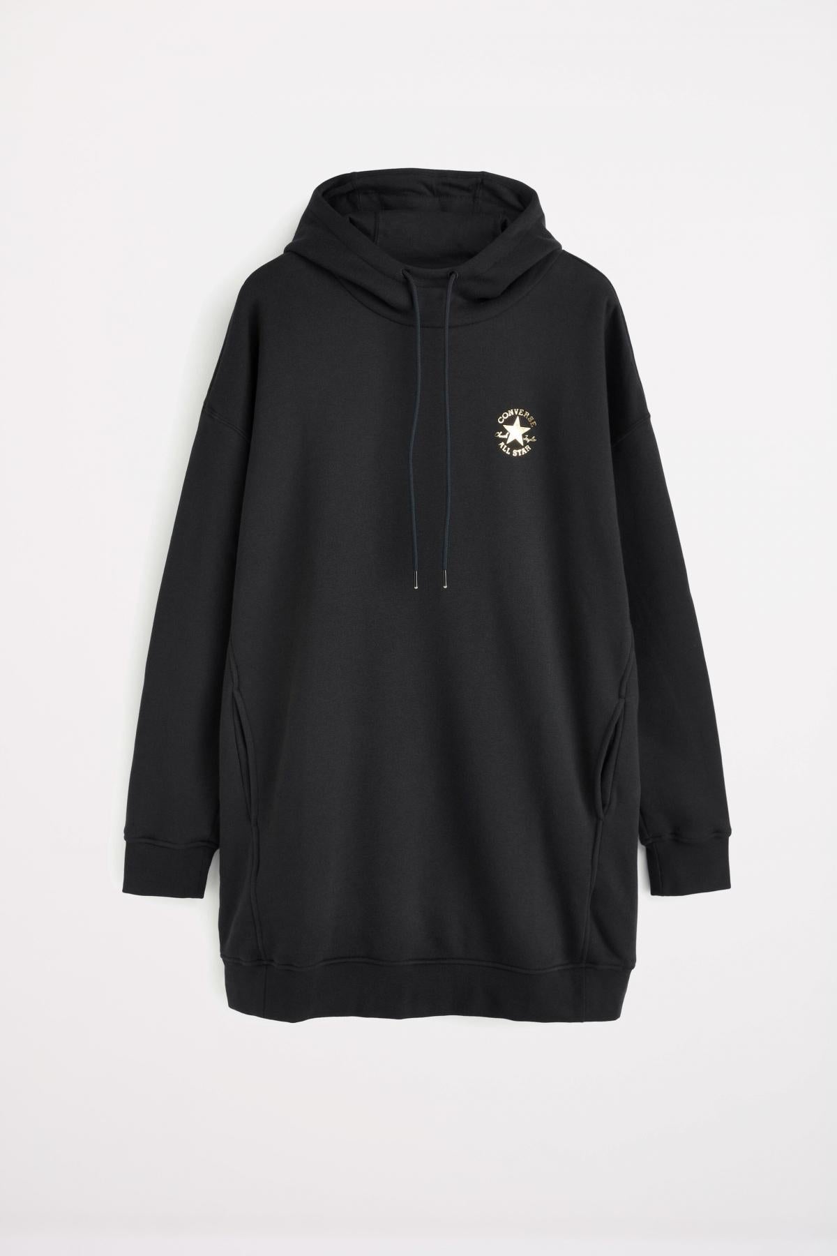 CONVERSE LONGLINE EMBR HOODIE DRES en color NEGRO (2)