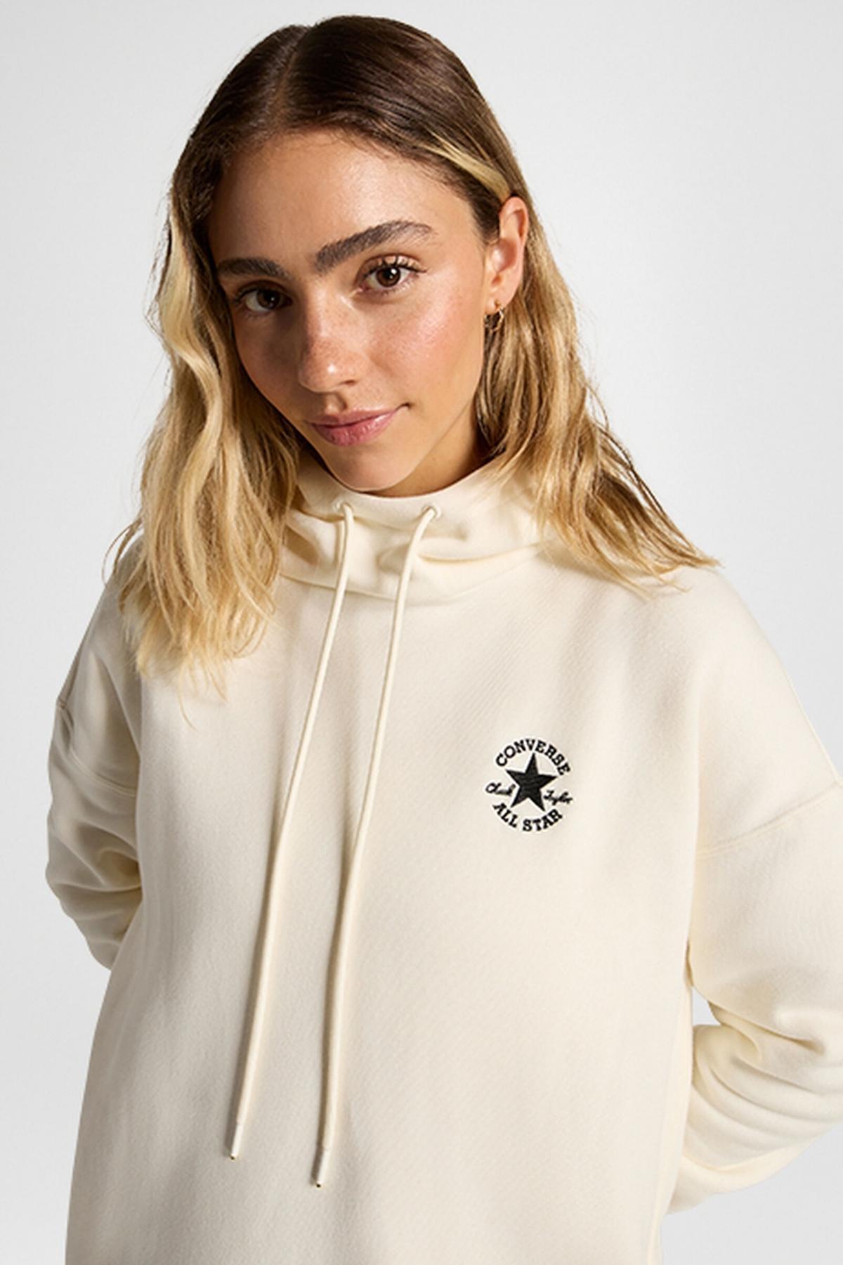 CONVERSE LONGLINE EMBR HOODIE DRES en color BLANCO (3)