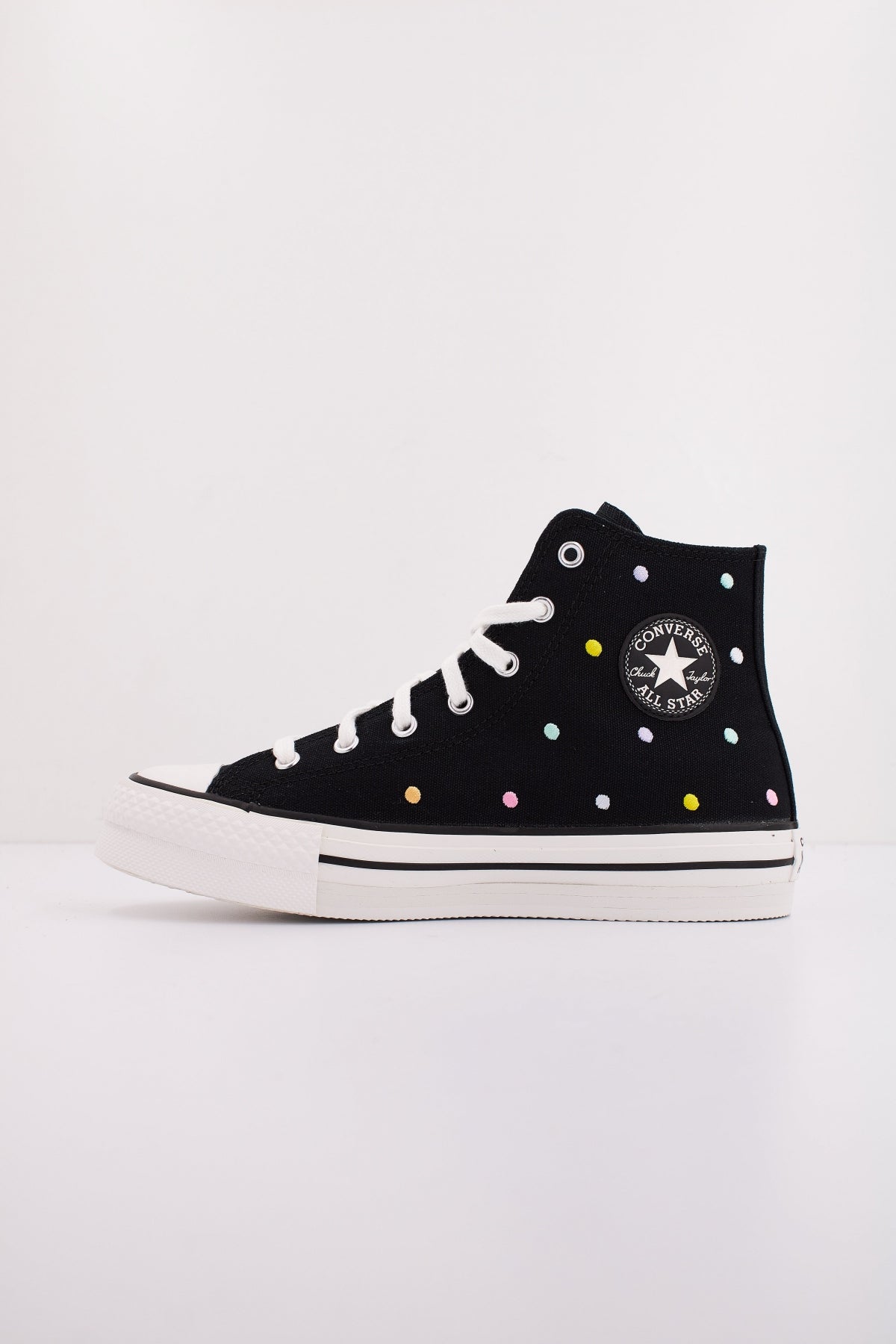 CONVERSE Chuck Taylor All Star Lift Polka Dots Platform en color NEGRO (1)