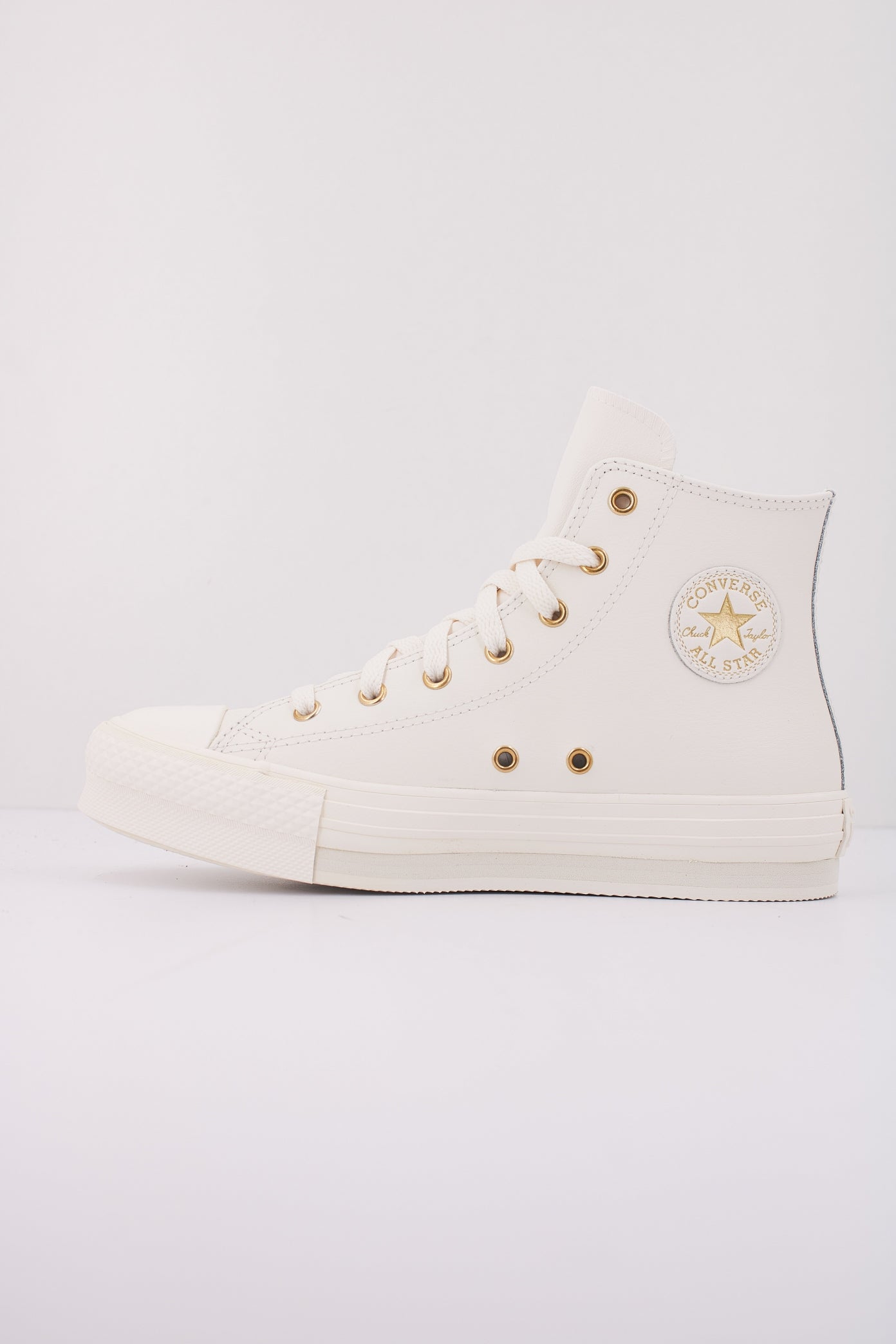 CONVERSE CHUCK TAYLOR ALL STAR EVA LIFT LEATHER+GOLD en color BLANCO (1)