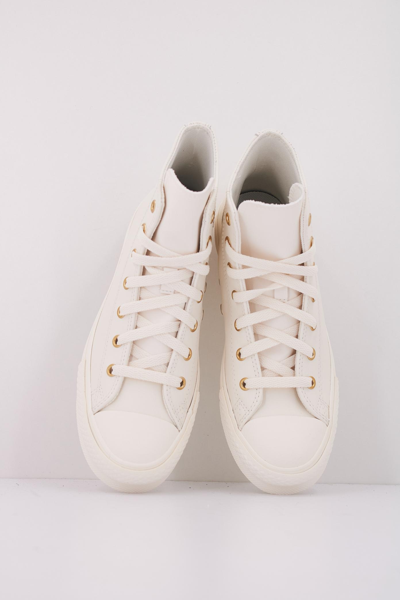 CONVERSE CHUCK TAYLOR ALL STAR EVA LIFT LEATHER+GOLD en color BLANCO (3)