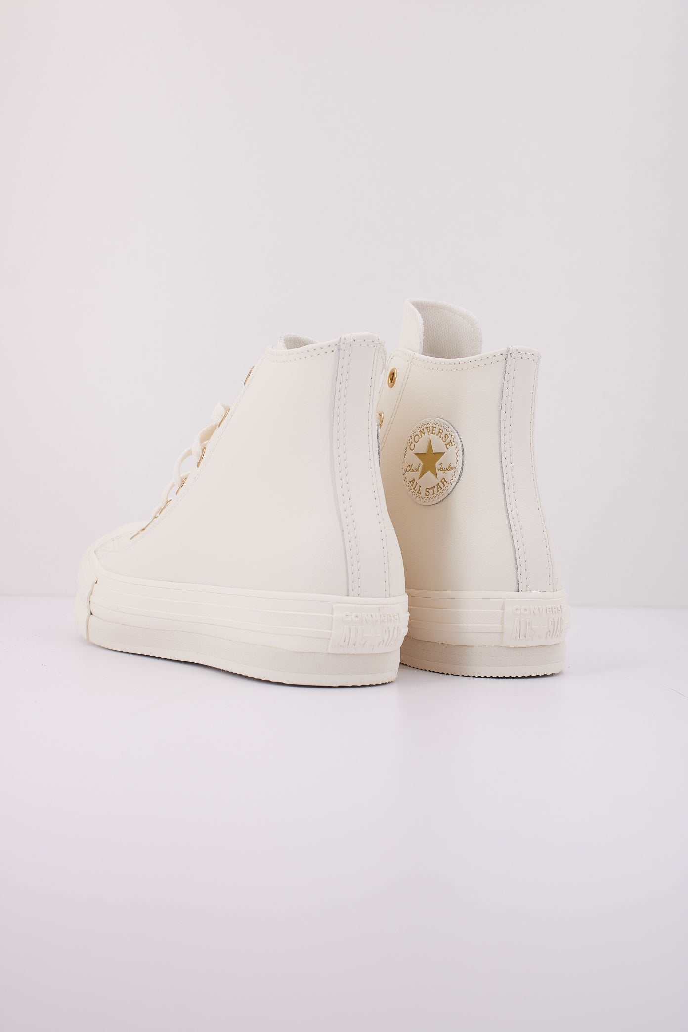 CONVERSE CHUCK TAYLOR ALL STAR EVA LIFT LEATHER+GOLD en color BLANCO (4)