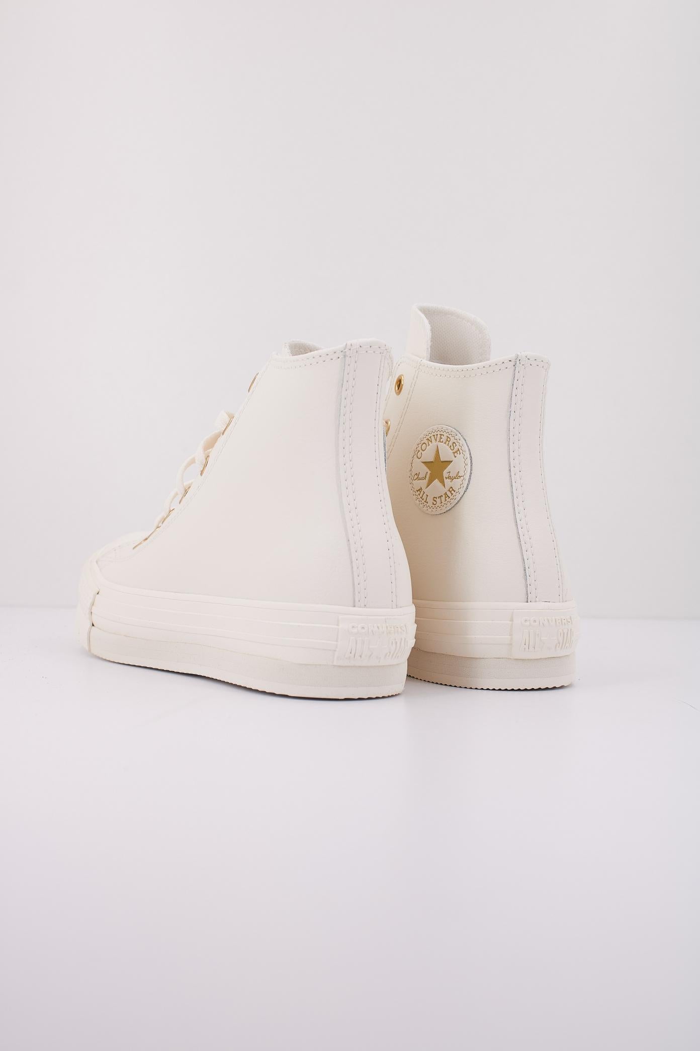 CONVERSE CHUCK TAYLOR ALL STAR EVA LIFT LEATHER+GOLD en color BLANCO (4)