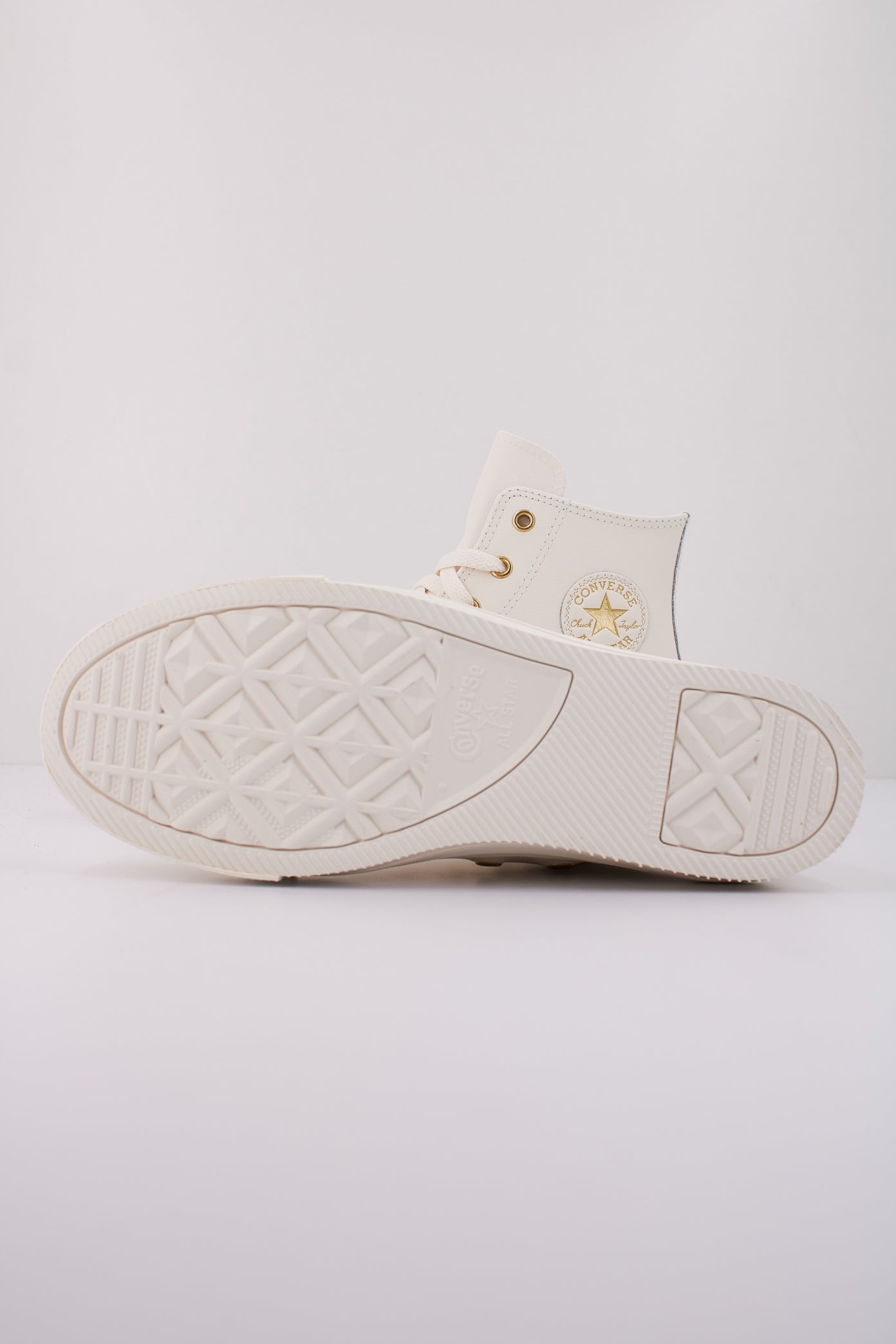 CONVERSE CHUCK TAYLOR ALL STAR EVA LIFT LEATHER+GOLD en color BLANCO (5)