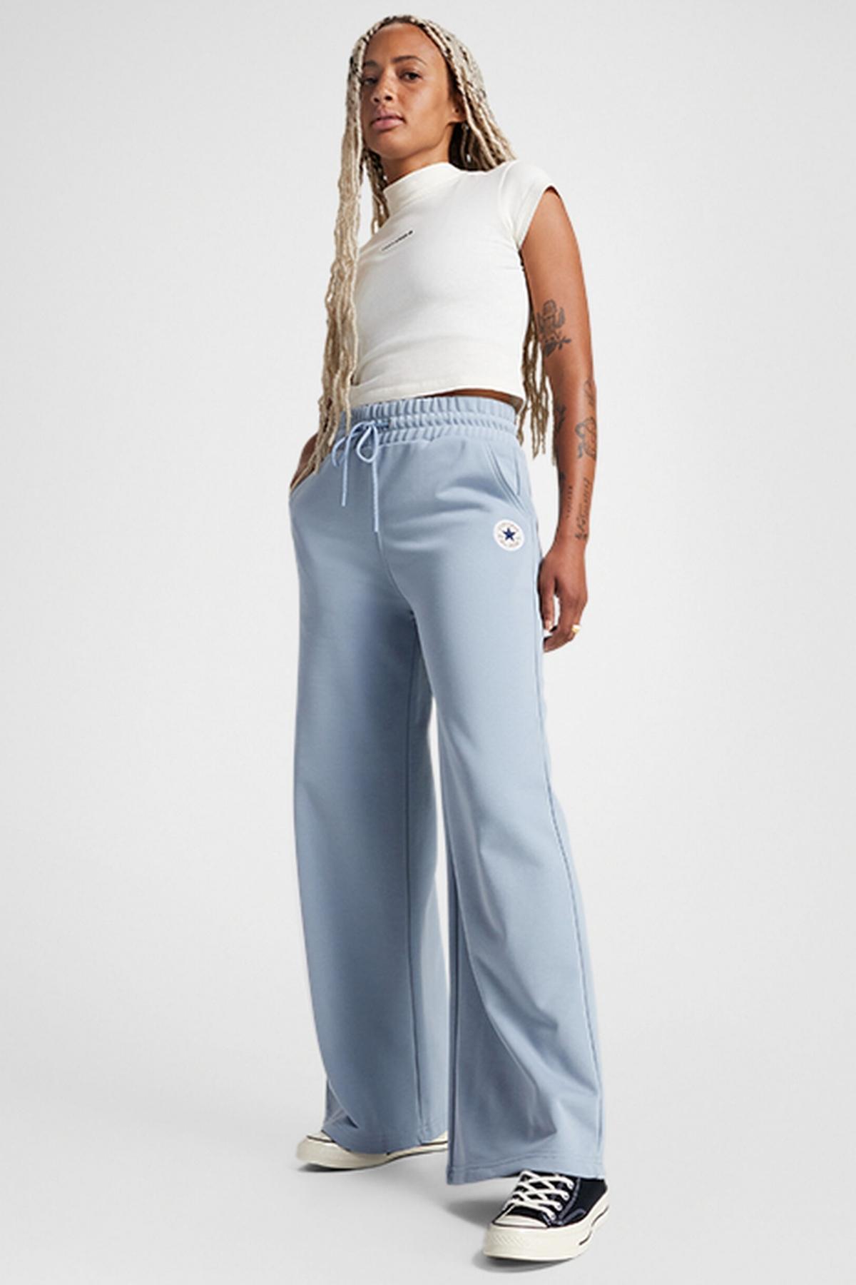 CONVERSE KNIT WIDE LEG PANTS en color AZUL (4)