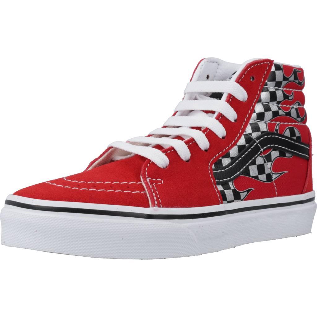 VANS SK-HI REFLECT CHECK FLAME en color ROJO (1)