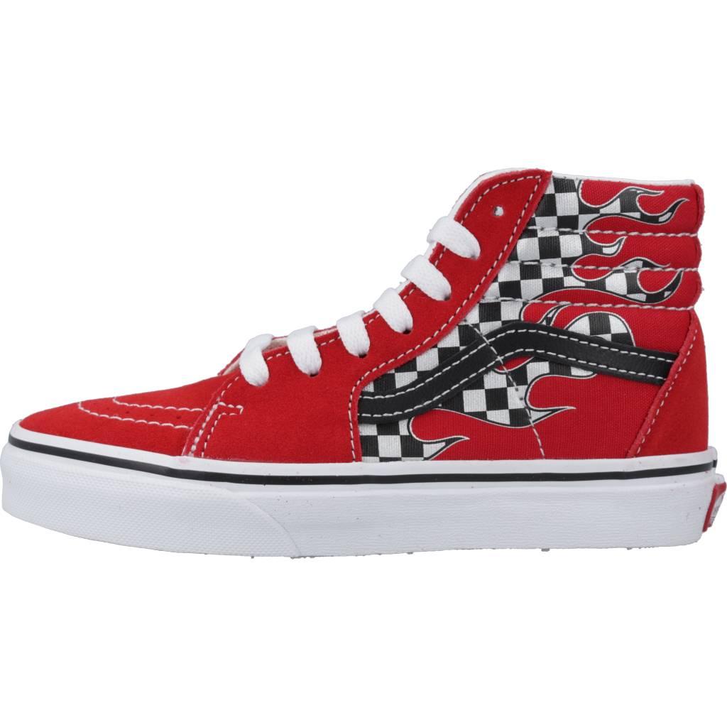 VANS SK-HI REFLECT CHECK FLAME en color ROJO (2)