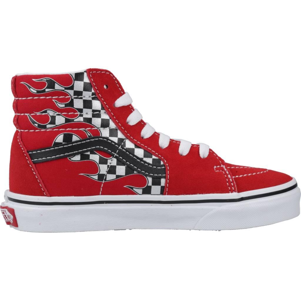 VANS SK-HI REFLECT CHECK FLAME en color ROJO (4)