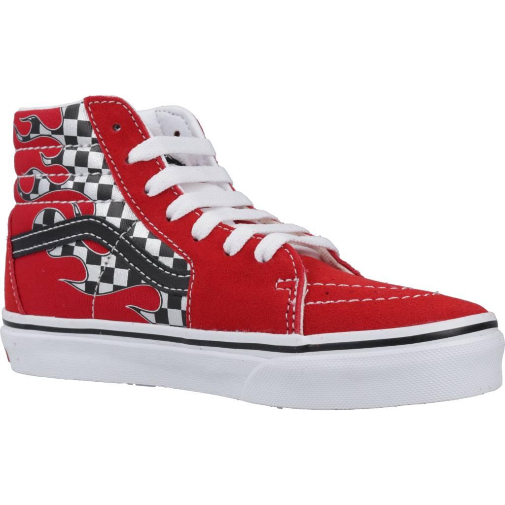 VANS SK-HI REFLECT CHECK FLAME en color ROJO (5)