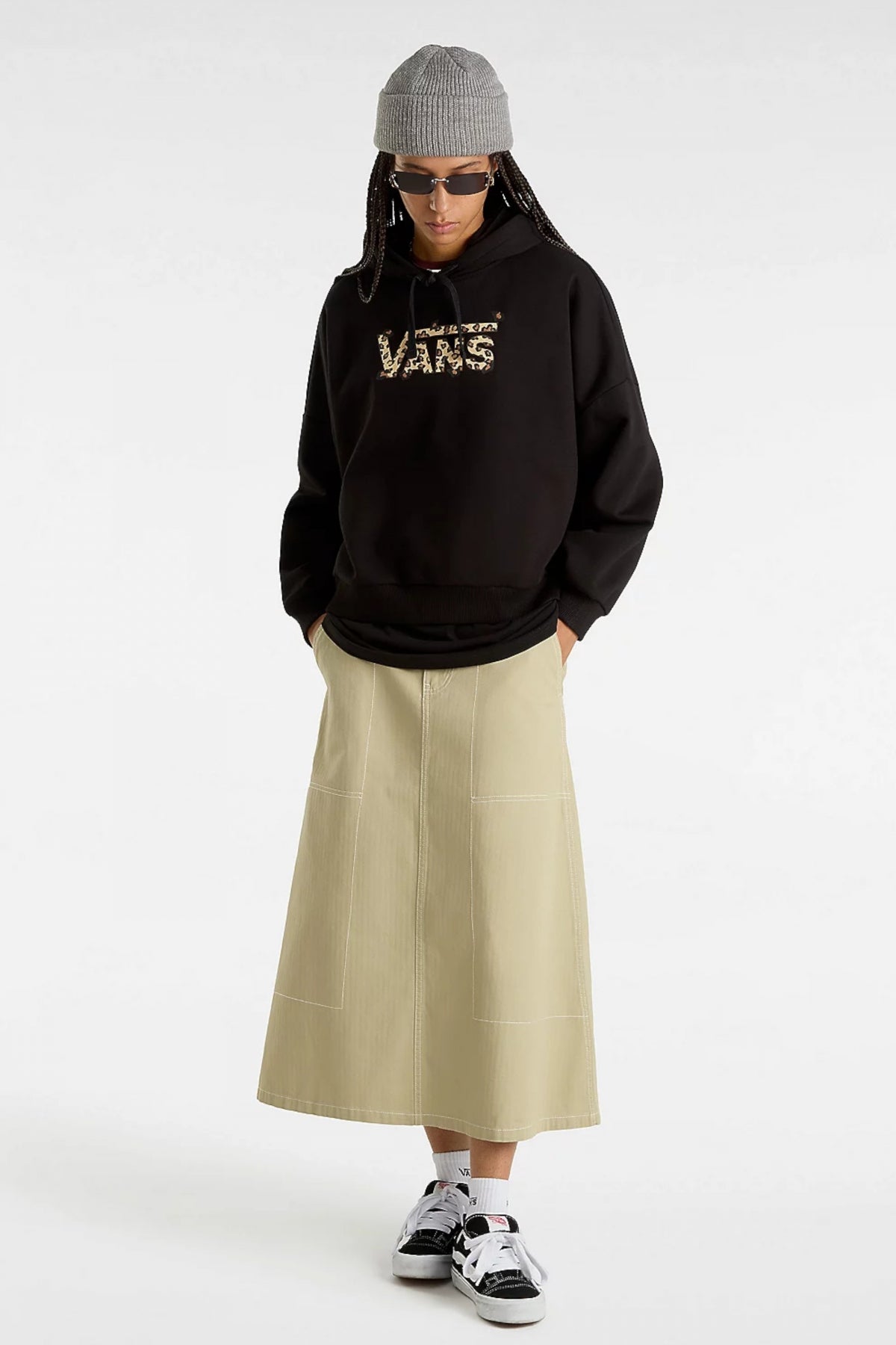 VANS ANIMALIER LOOSE HOODIE en color NEGRO (5)