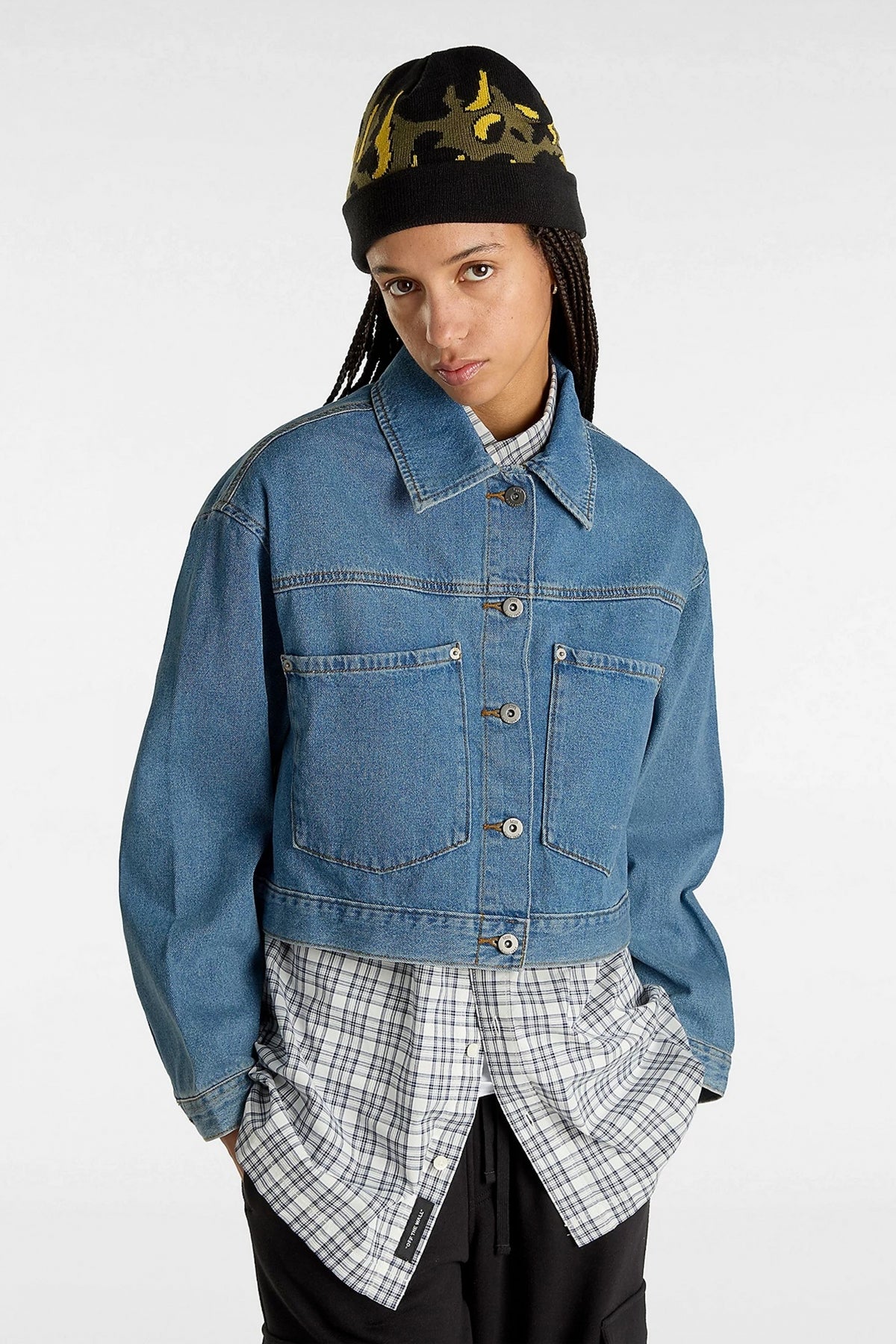 VANS RAYNES DENIM CROP JACK en color AZUL (1)