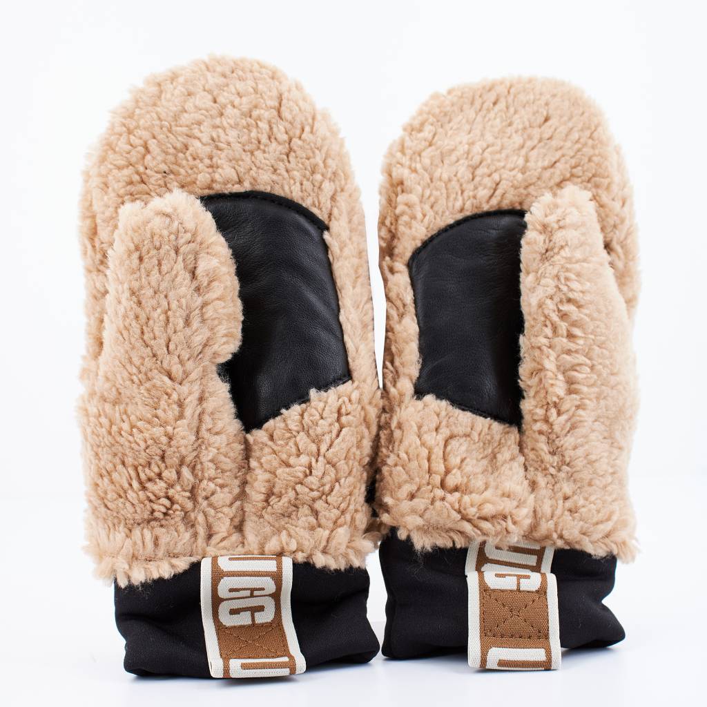 UGG W SHERPA MITTEN W LOGO TAPE en color MARRON (5)