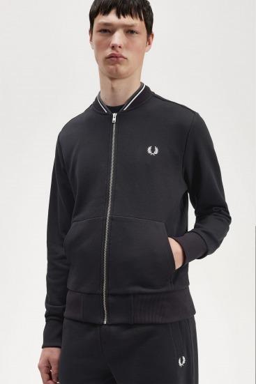 FRED PERRY ZIP THROUGH en color NEGRO  (1)