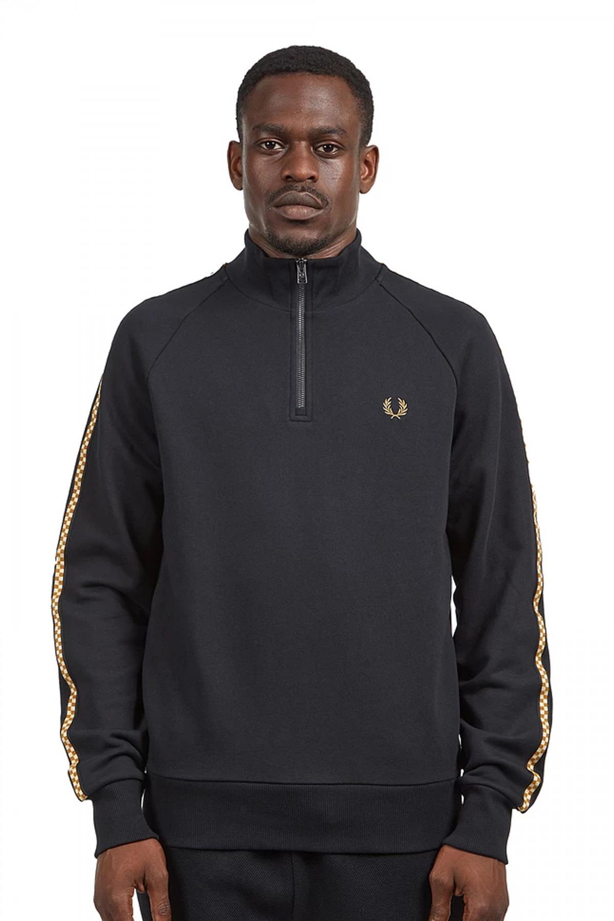 FRED PERRY CHEQUERBOARD TAPE HALF ZIP en color NEGRO  (4)