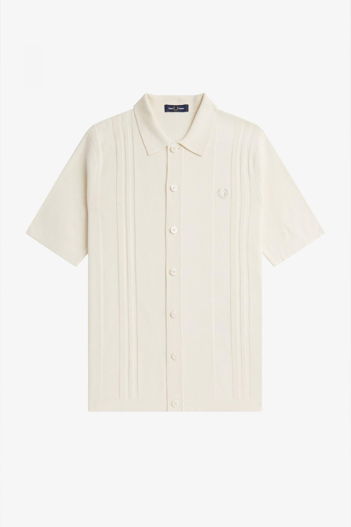 FRED PERRY BUTTON THROUGH KNITTED SHIR en color BLANCO  (2)