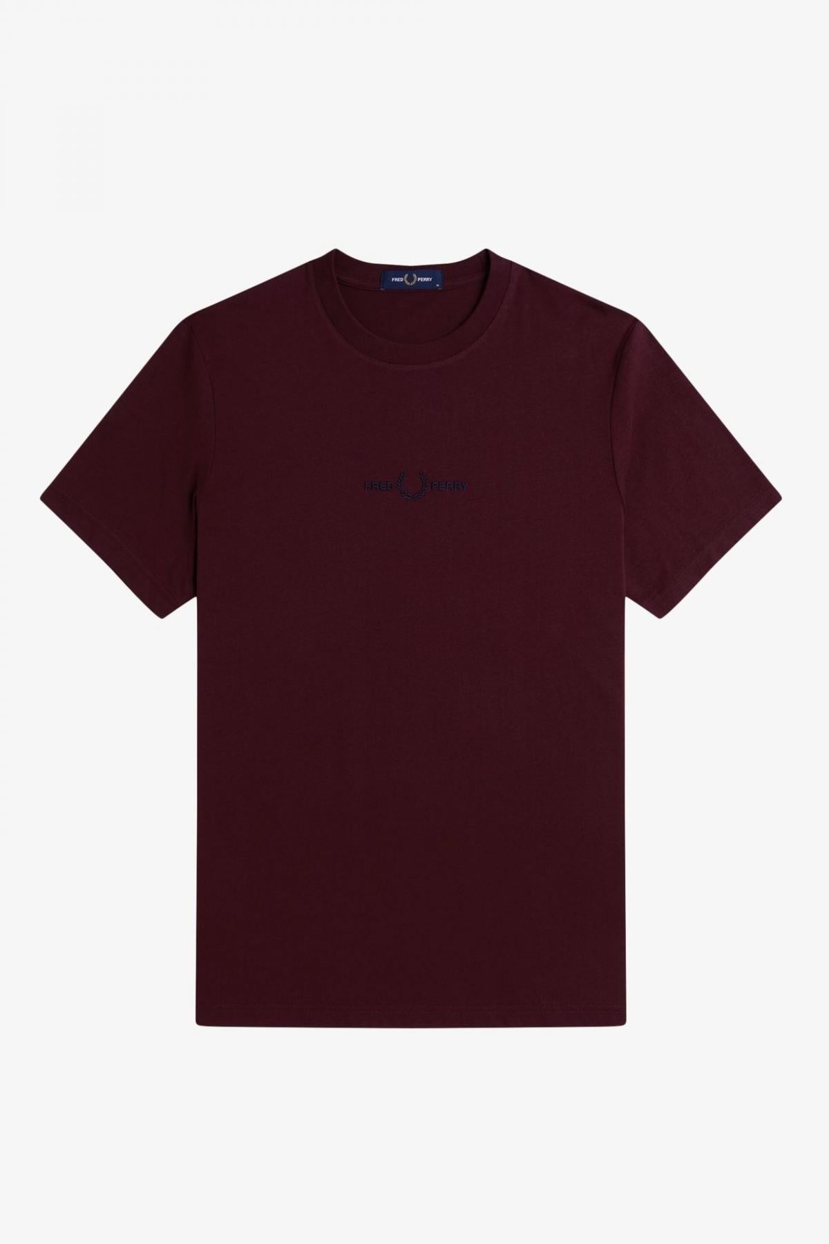 FRED PERRY EMBROIDERED T-SHIRT en color BURDEOS  (2)