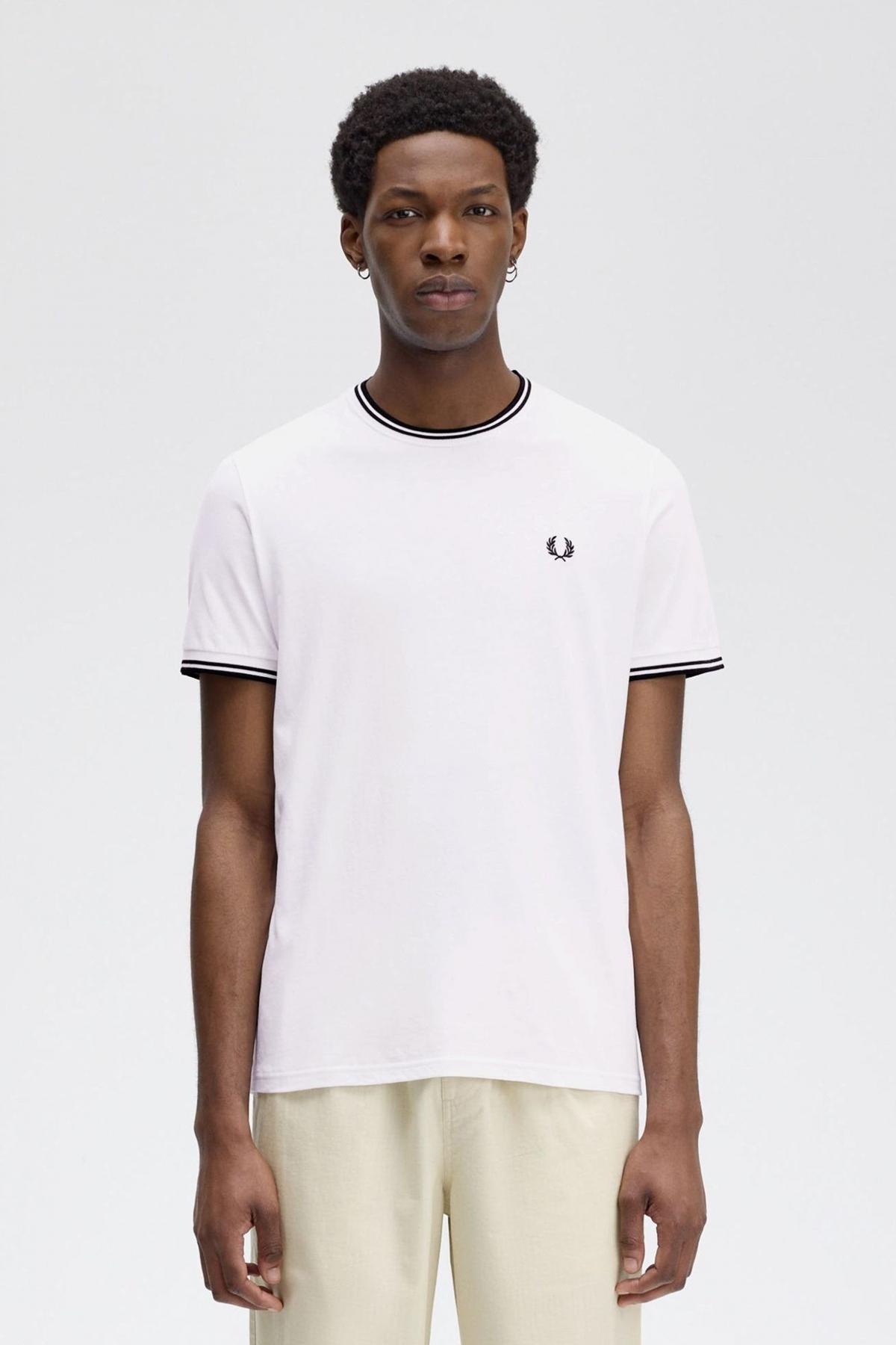 FRED PERRY  TWIN TIPPED T-SHIRT en color BLANCO  (1)