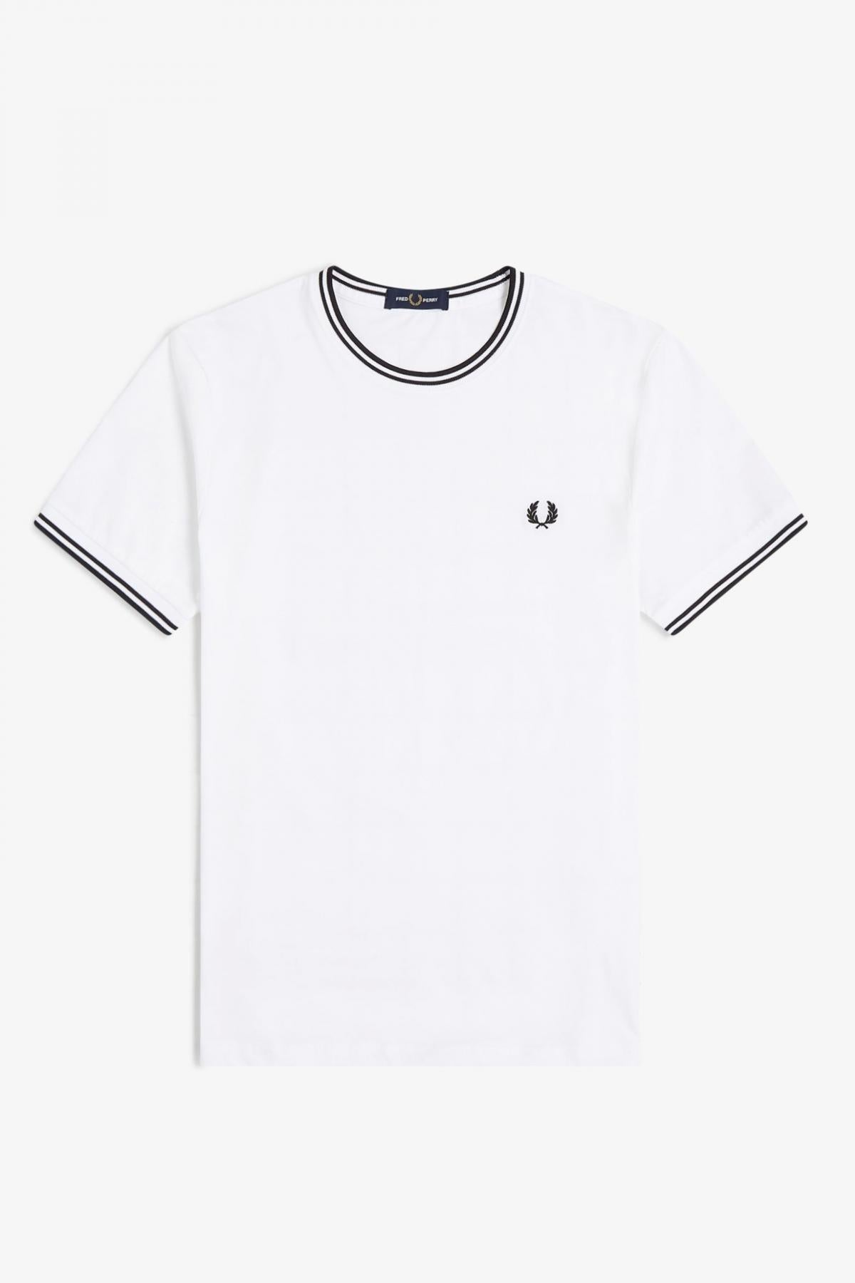 FRED PERRY  TWIN TIPPED T-SHIRT en color BLANCO  (2)