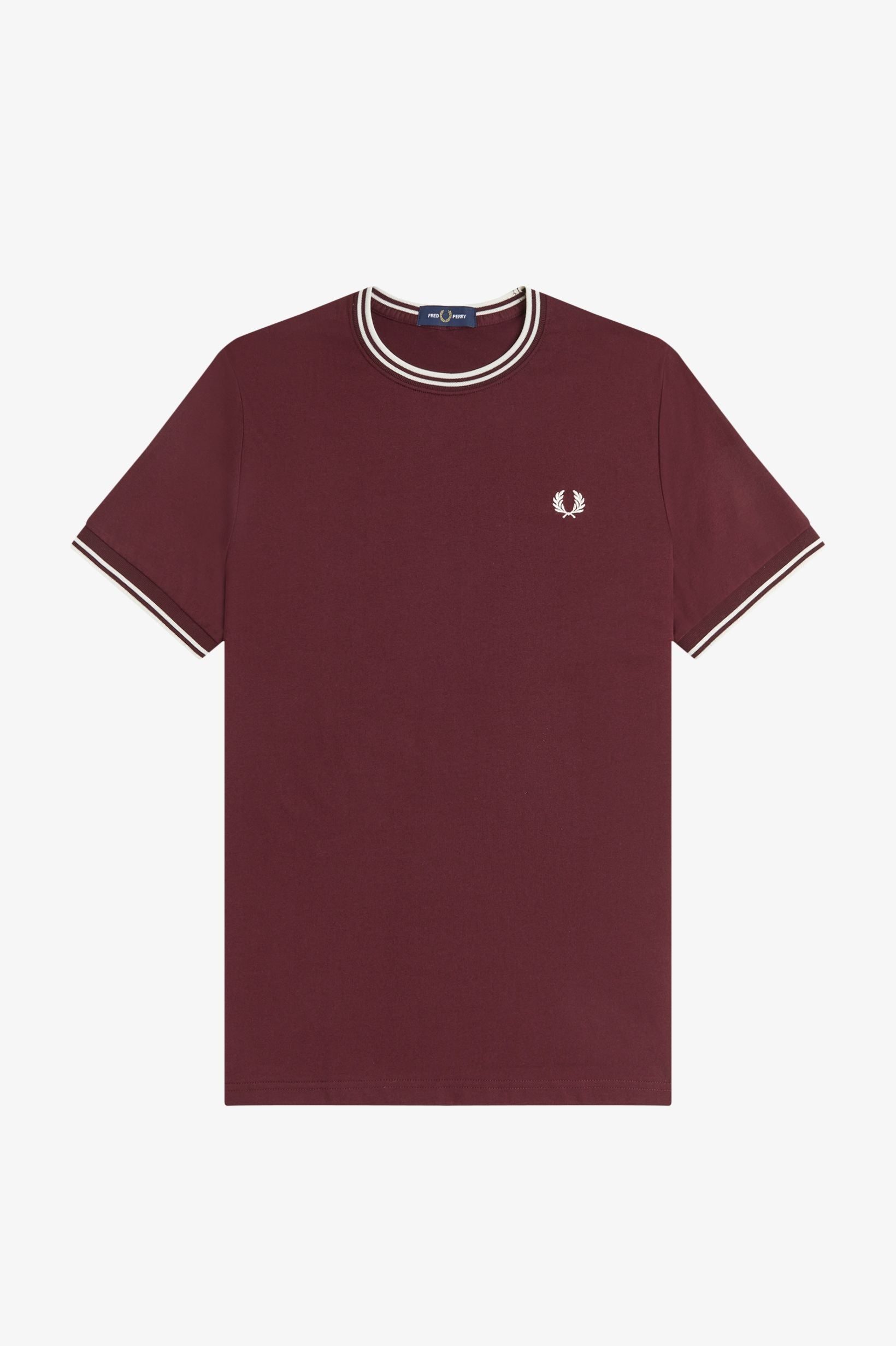 FRED PERRY  TWIN TIPPED T-SHIRT en color BURDEOS  (4)