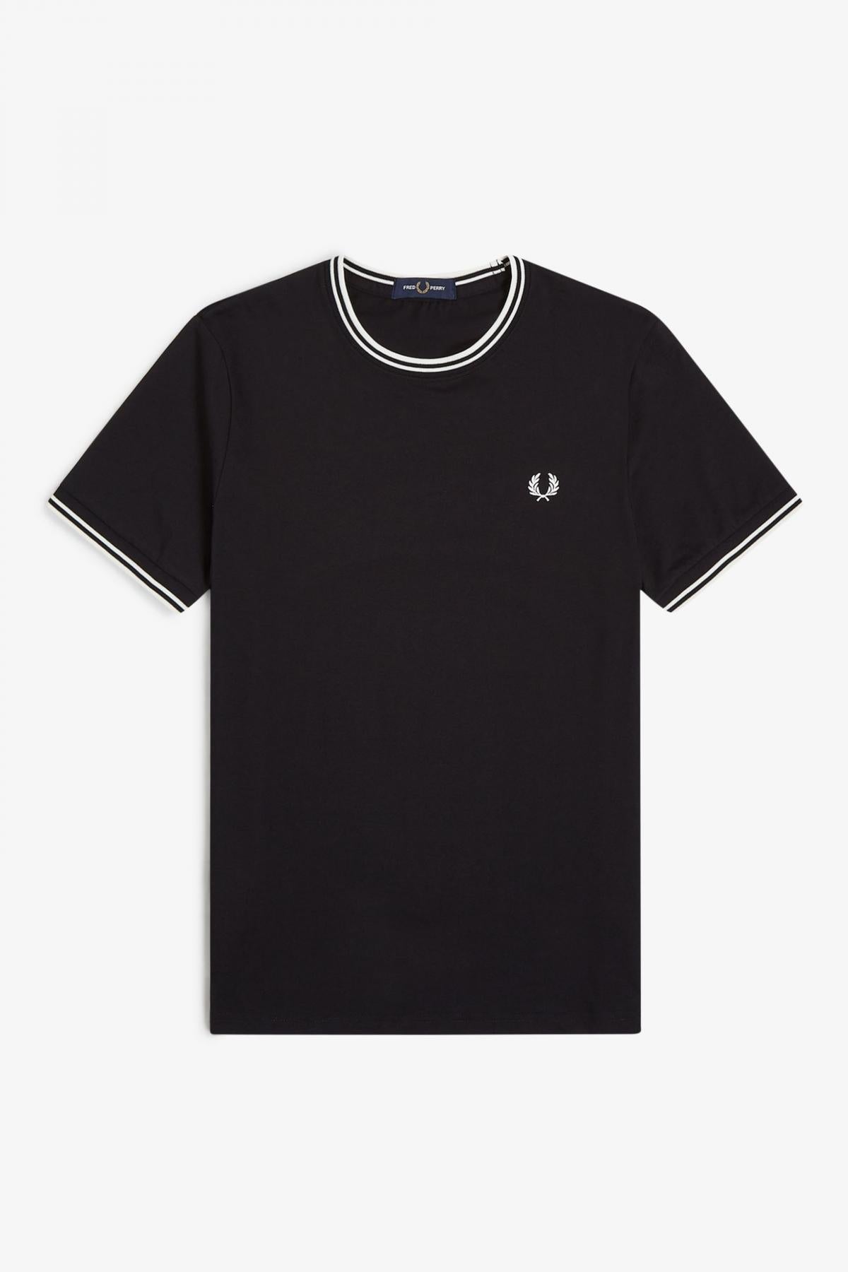 FRED PERRY  TWIN TIPPED T-SHIRT en color NEGRO  (2)