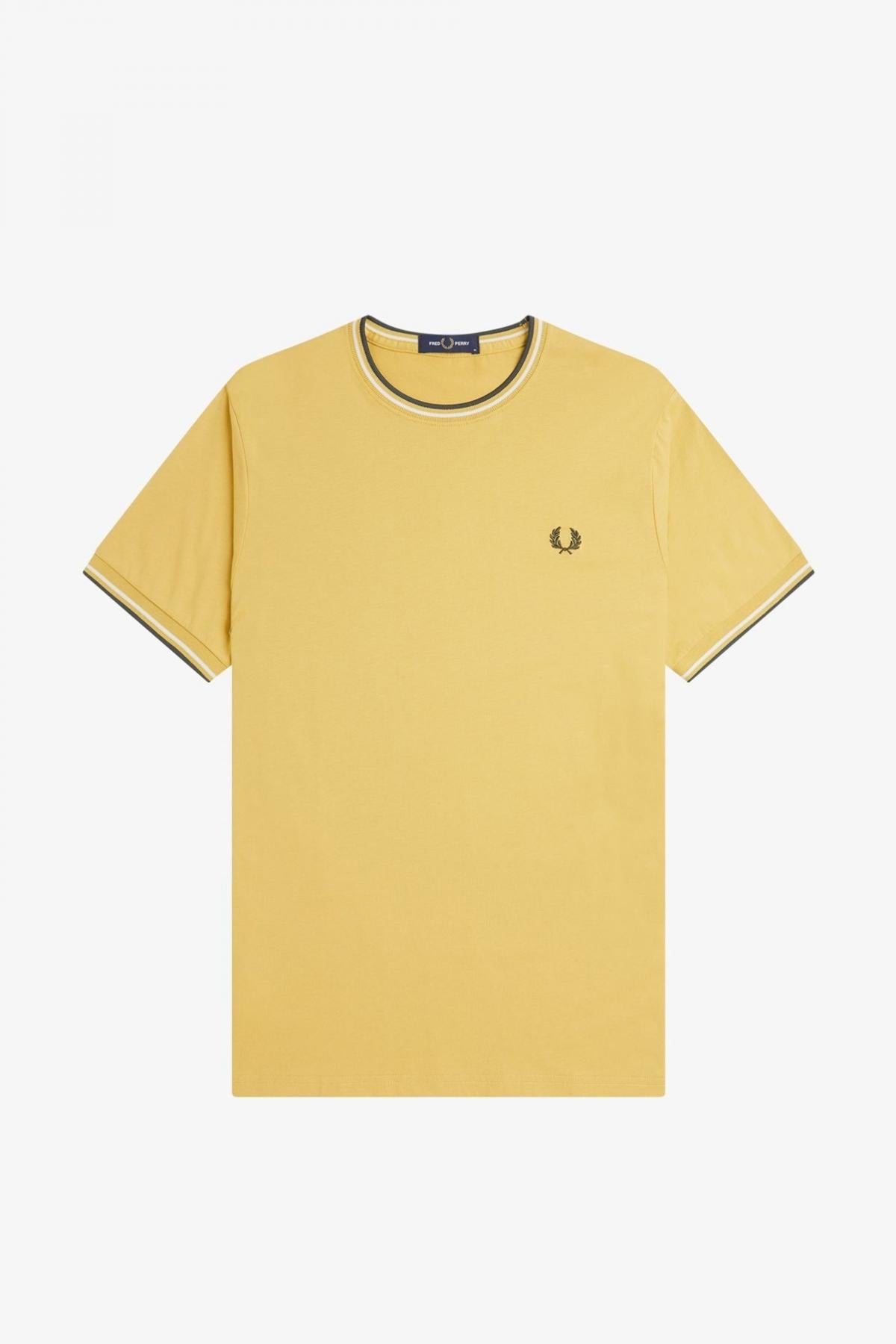 FRED PERRY  TWIN TIPPED T-SHIRT en color AMARILLO  (2)
