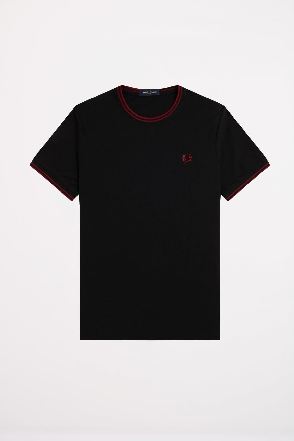 FRED PERRY  TWIN TIPPED T-SHIRT en color NEGRO  (2)