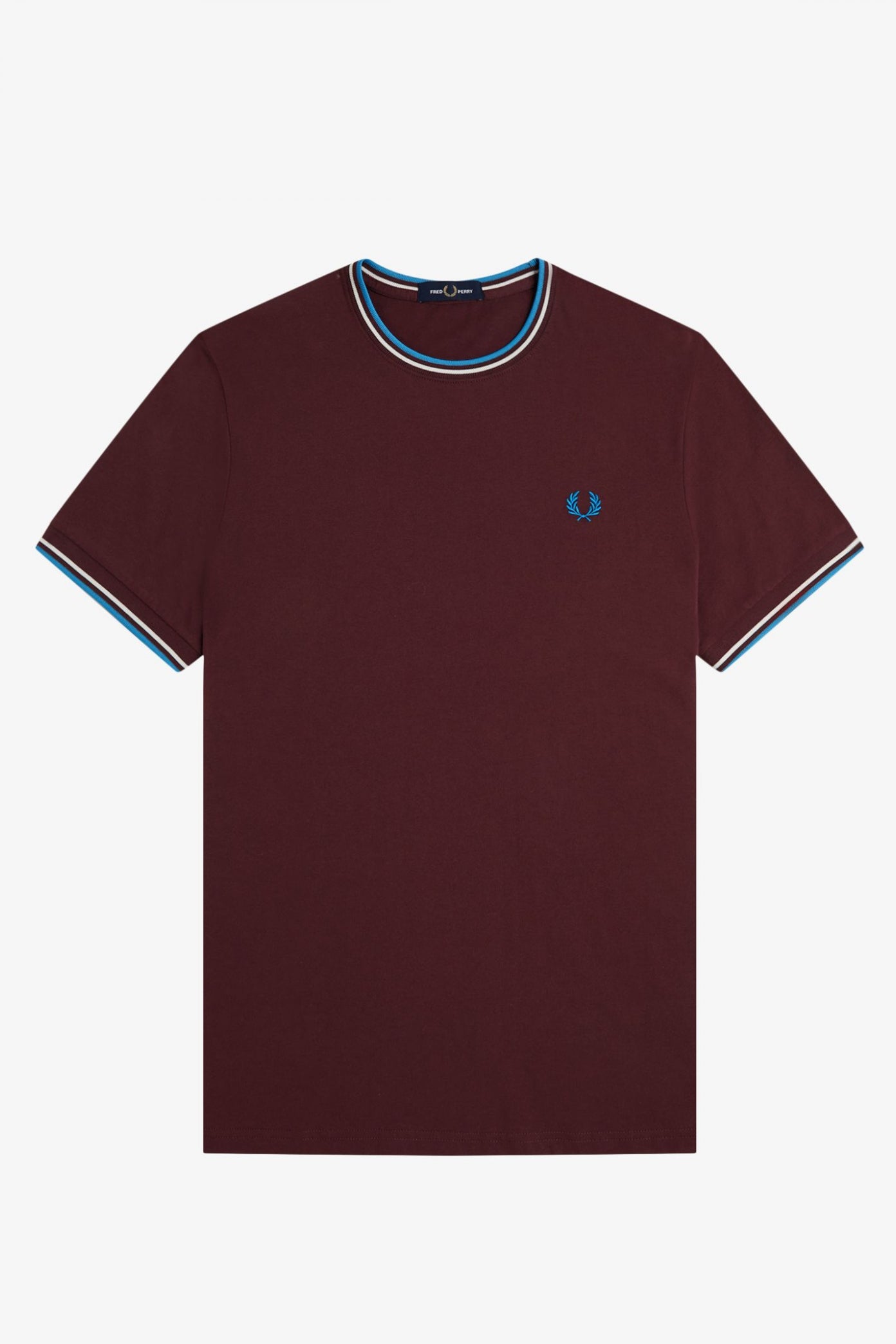 FRED PERRY  TWIN TIPPED T-SHIRT en color BURDEOS  (2)