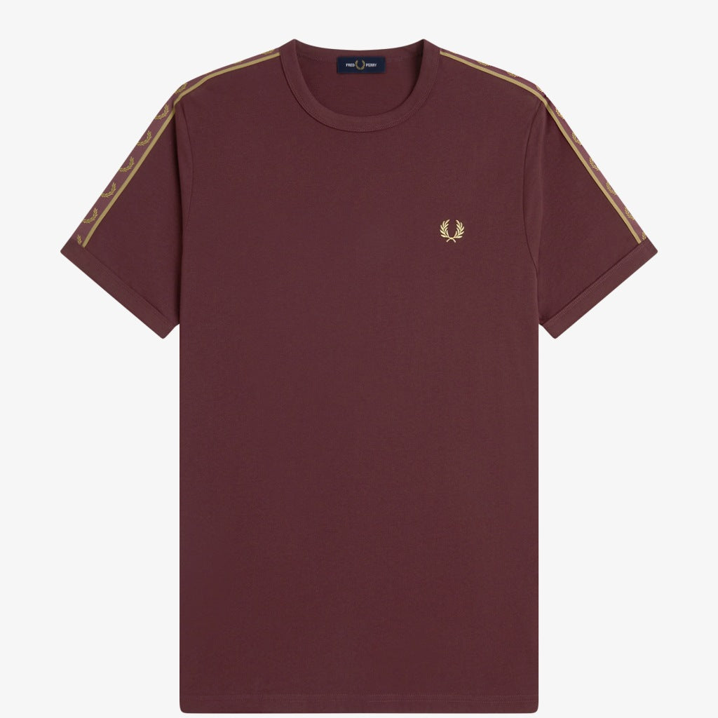 FRED PERRY CONTRAST TAPE RINGER T-SHIR en color BURDEOS  (4)