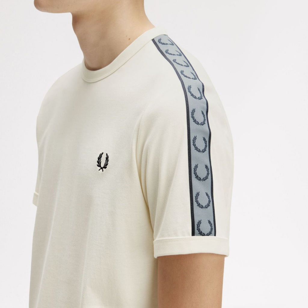 FRED PERRY CONTRAST TAPE RINGER T-SHIR en color BLANCO  (5)
