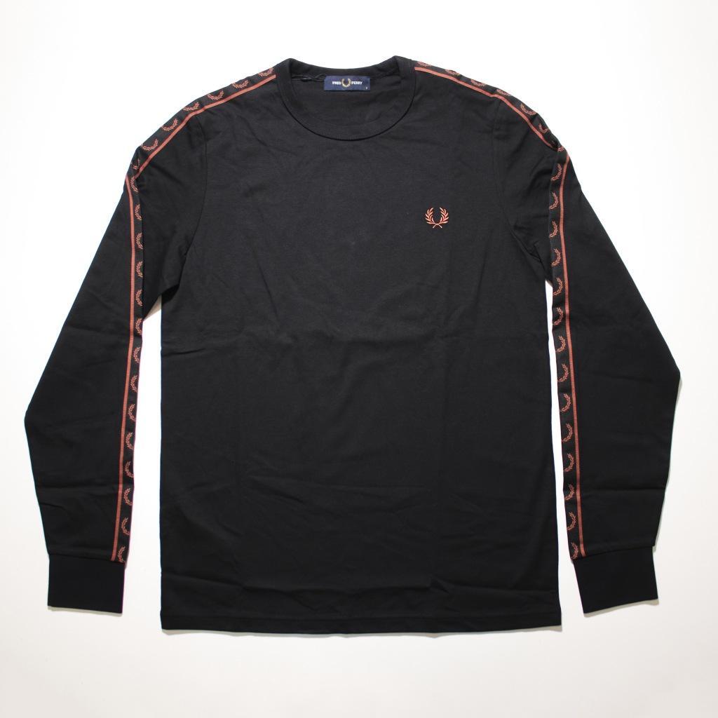 FRED PERRY TAPED LONG SLEEVE TEE en color NEGRO  (4)