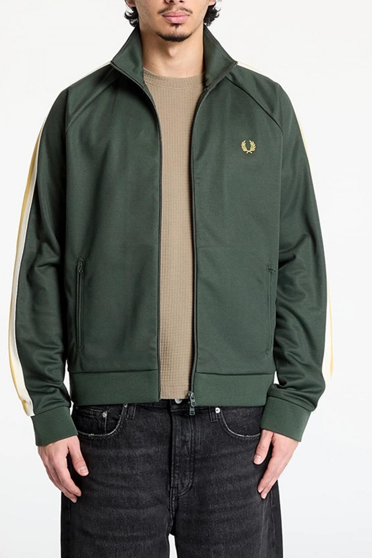 FRED PERRY TWO COLOUR TAPE TRACK JACKE en color VERDE  (1)