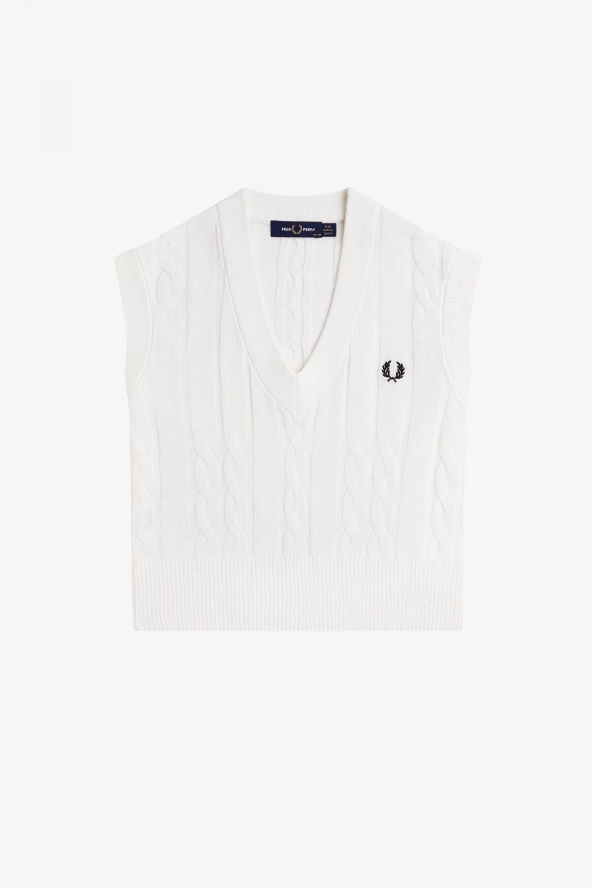 FRED PERRY CABLE KNIT TANK en color BLANCO  (2)