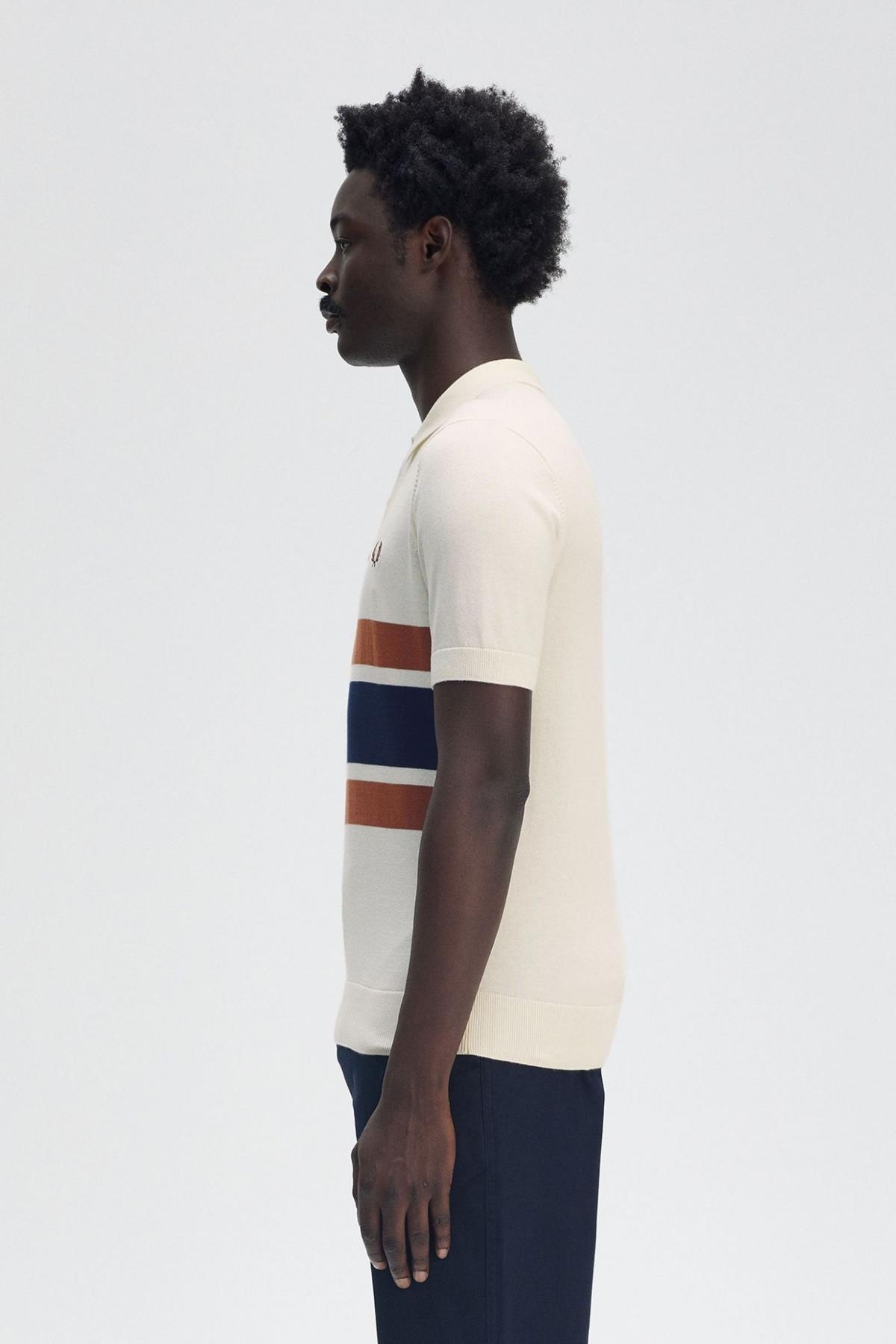 FRED PERRY PANELLED KNITTED SHIRT en color BEIS  (3)