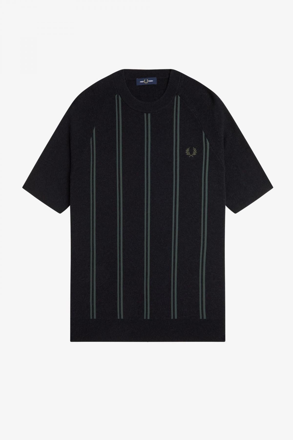 FRED PERRY STRIPE KNITTED T-SHIRT en color NEGRO  (2)