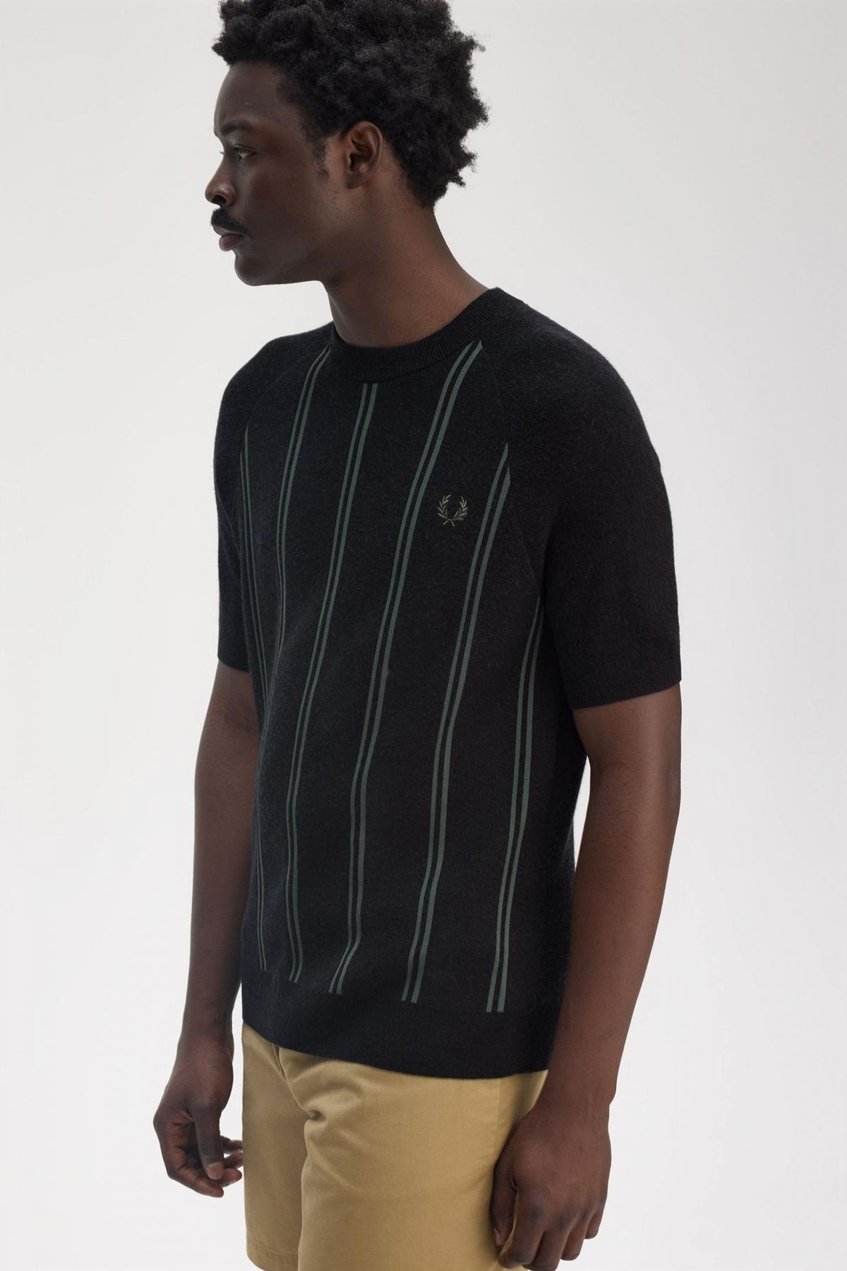FRED PERRY STRIPE KNITTED T-SHIRT en color NEGRO  (4)
