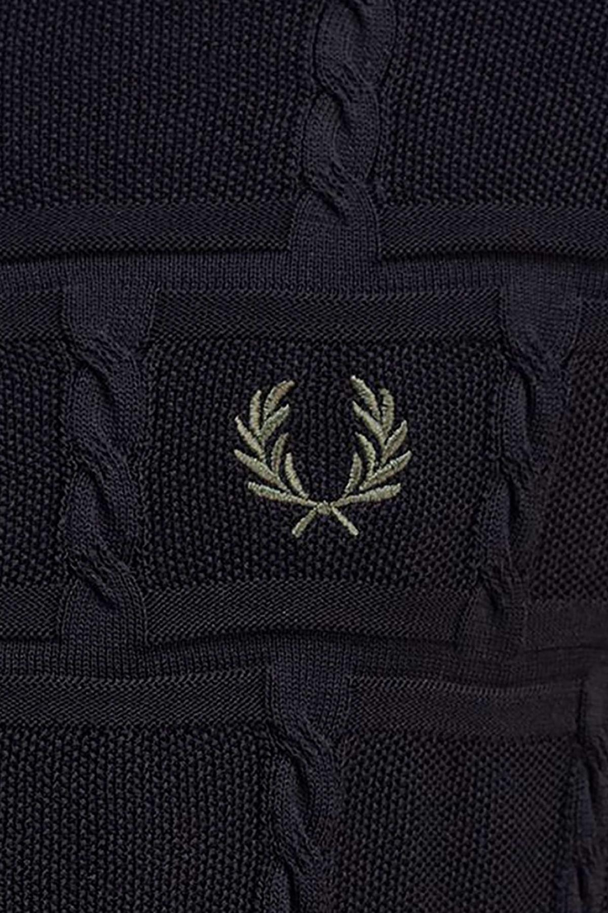 FRED PERRY CABLE DETAIL KNITTED SHIRT en color NEGRO  (3)