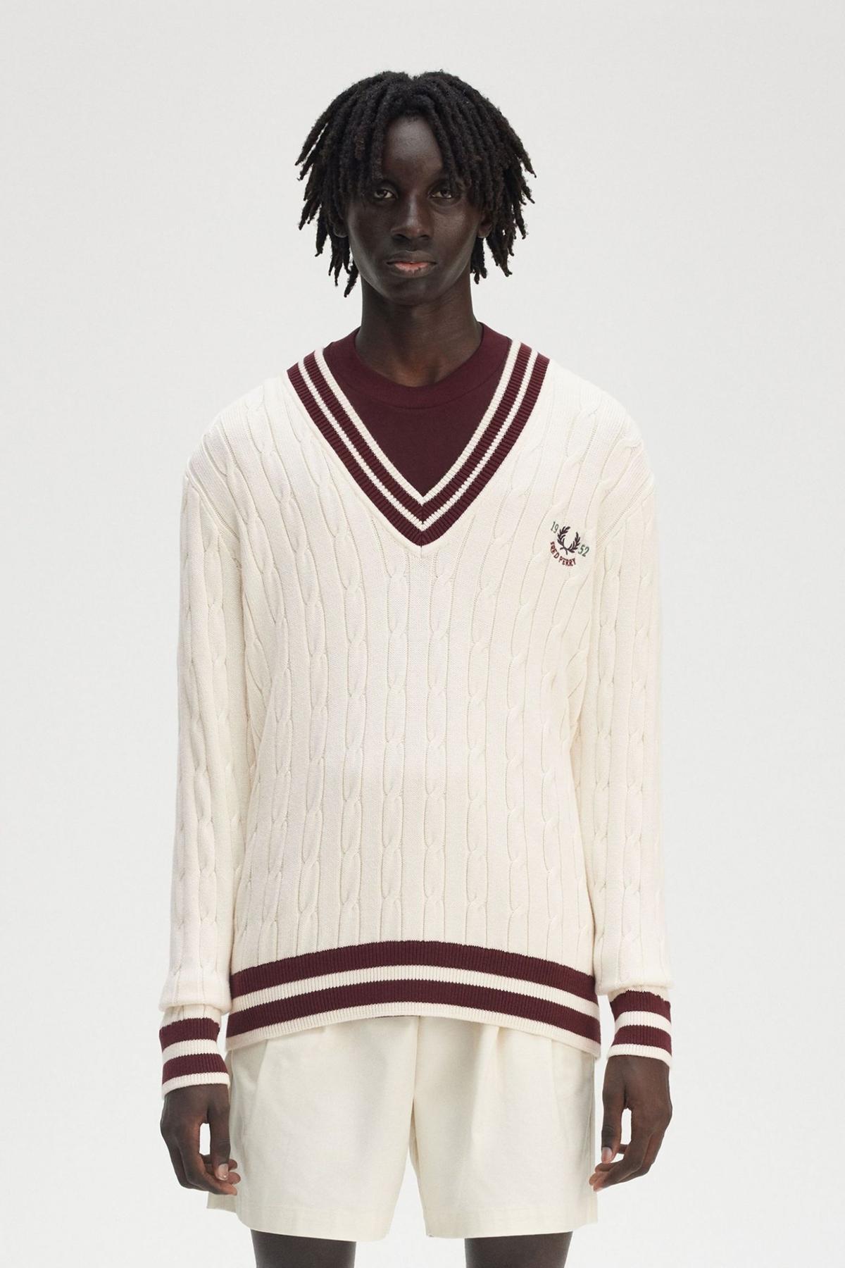 FRED PERRY CABLE KNIT TENNIS JUMPER en color BEIS  (1)