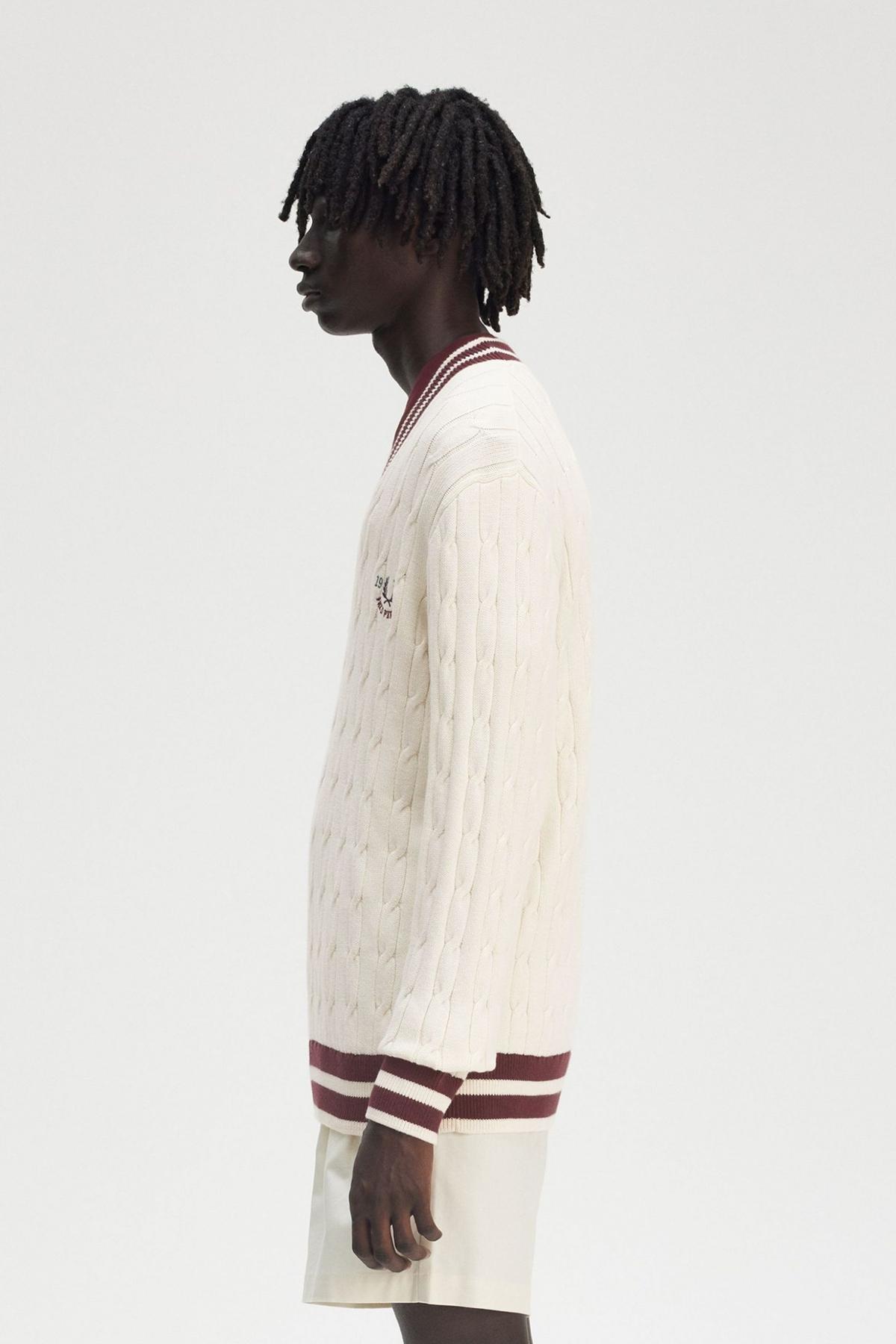 FRED PERRY CABLE KNIT TENNIS JUMPER en color BEIS  (3)