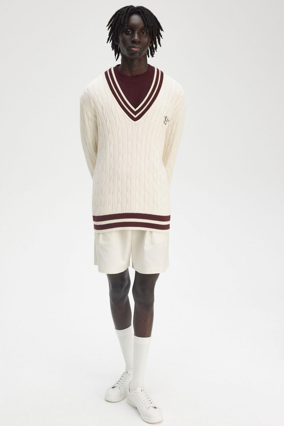 FRED PERRY CABLE KNIT TENNIS JUMPER en color BEIS  (4)