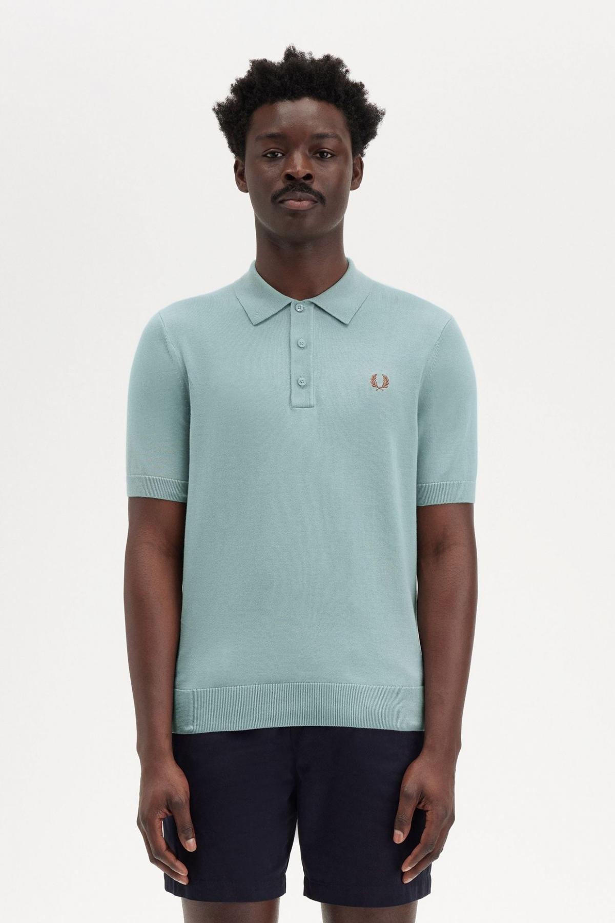 FRED PERRY COTTON KITTED SHIRT en color AZUL  (1)