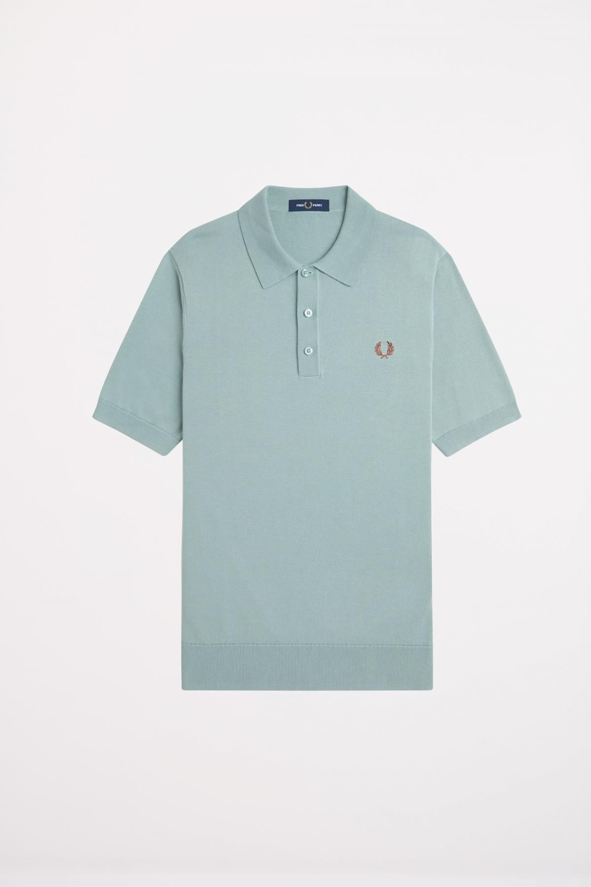 FRED PERRY COTTON KITTED SHIRT en color AZUL  (2)