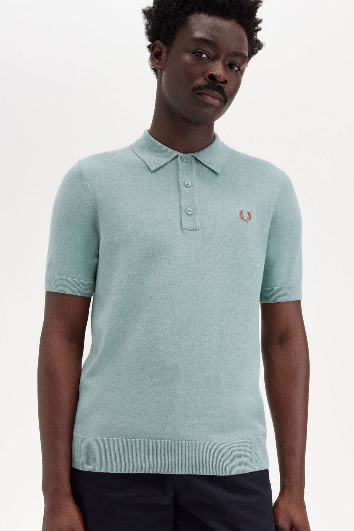 FRED PERRY COTTON KITTED SHIRT en color AZUL  (4)