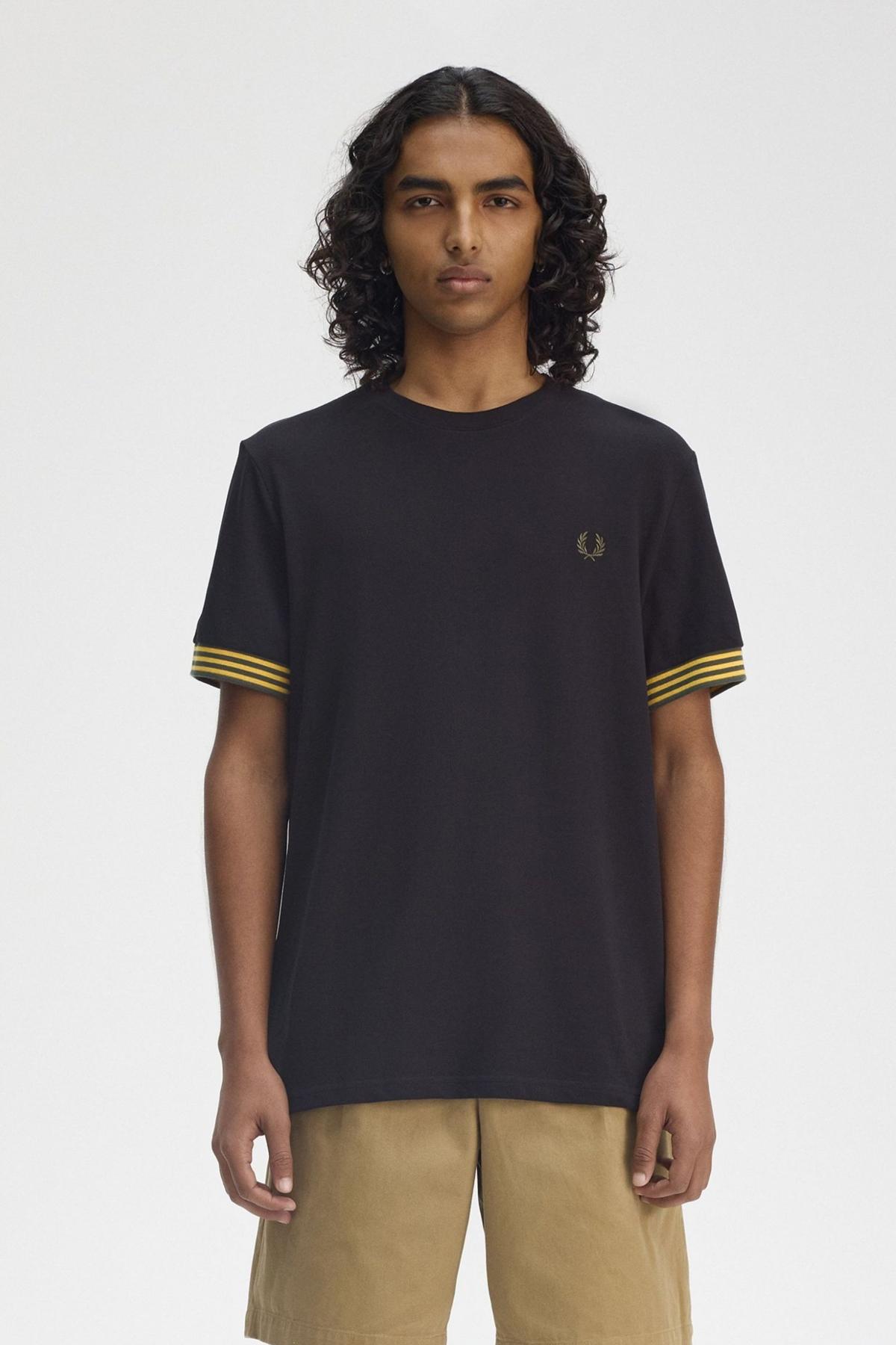 FRED PERRY STRIPED CUFF T-SHIRT en color AZUL  (1)