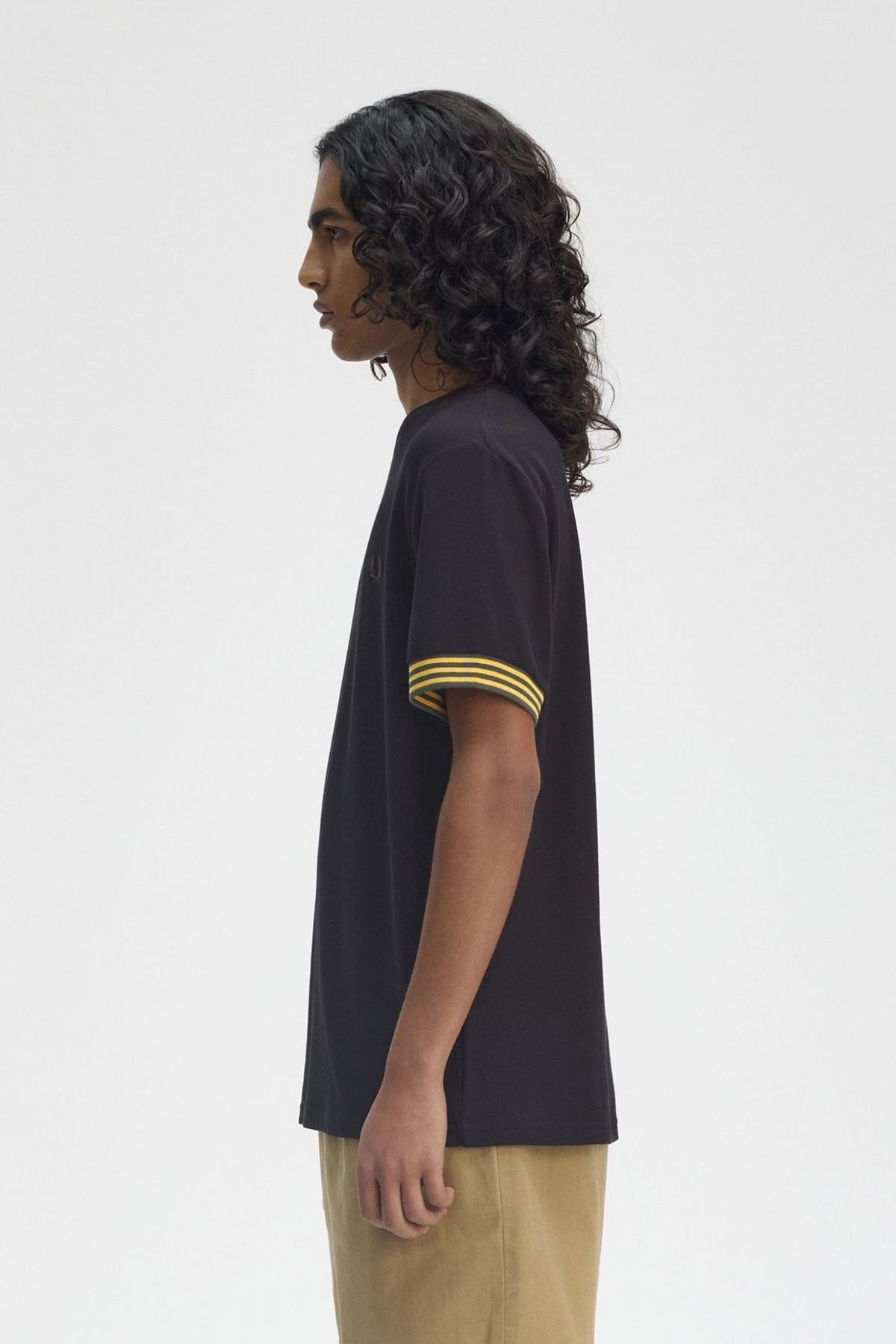 FRED PERRY STRIPED CUFF T-SHIRT en color AZUL  (3)