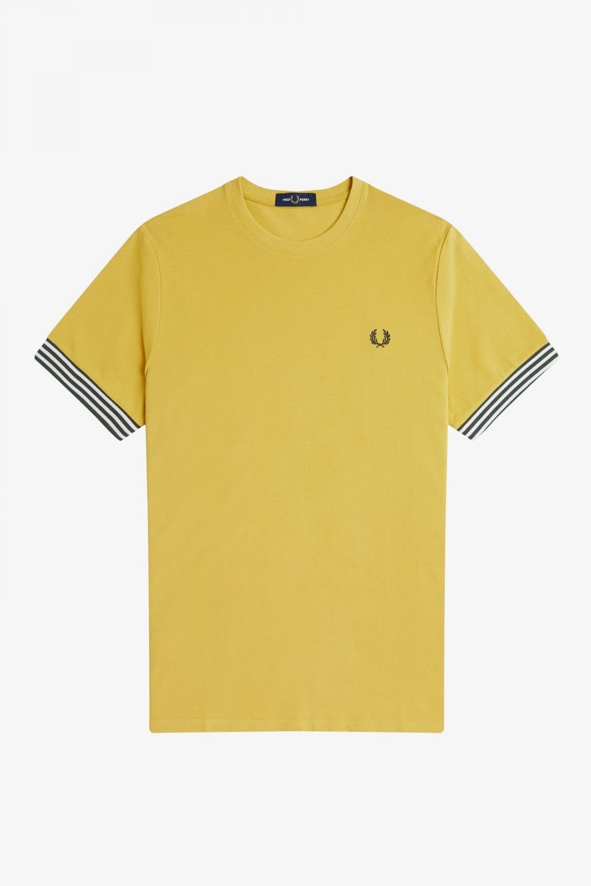 FRED PERRY STRIPED CUFF T-SHIRT en color AMARILLO  (2)