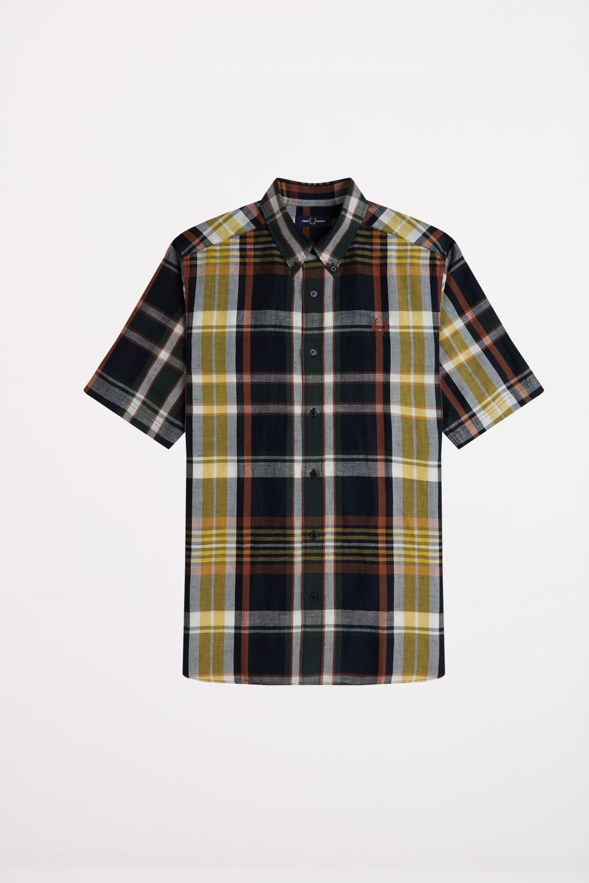 FRED PERRY MADRAS CHECK SHORT SLEEVE S en color AZUL  (2)