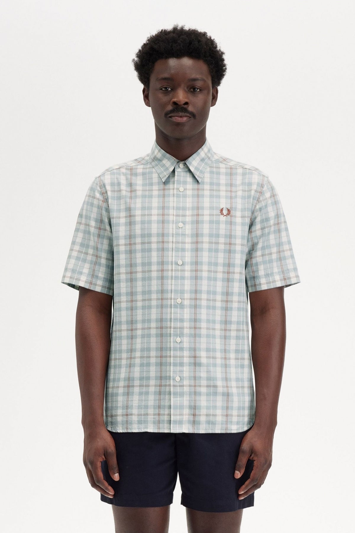 FRED PERRY TWILL TARTAN SHORT SLEEVE S en color VERDE  (1)