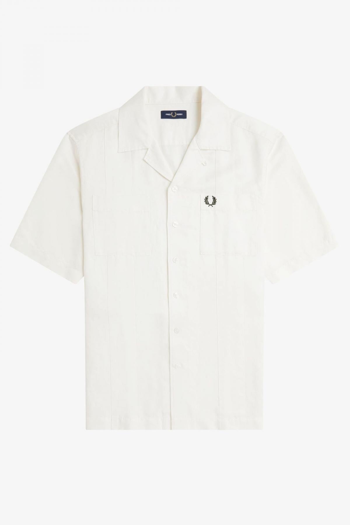 FRED PERRY LINEN BLEND REVERE COLLAR S en color BLANCO  (2)